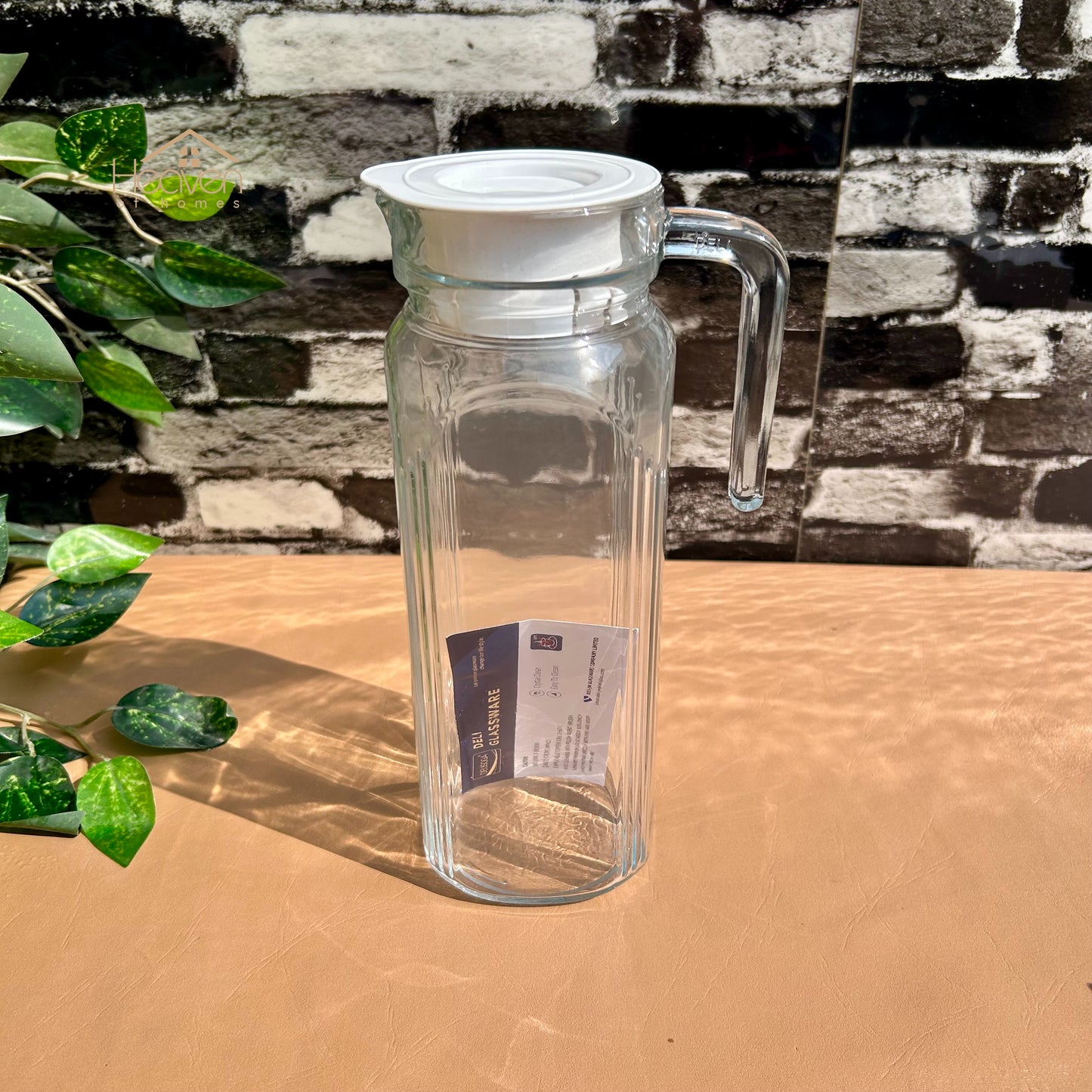 Delisoga® 1.2-Litre Clear Glass Oil Jug with Lid - Durable & Stylish Storage Solution