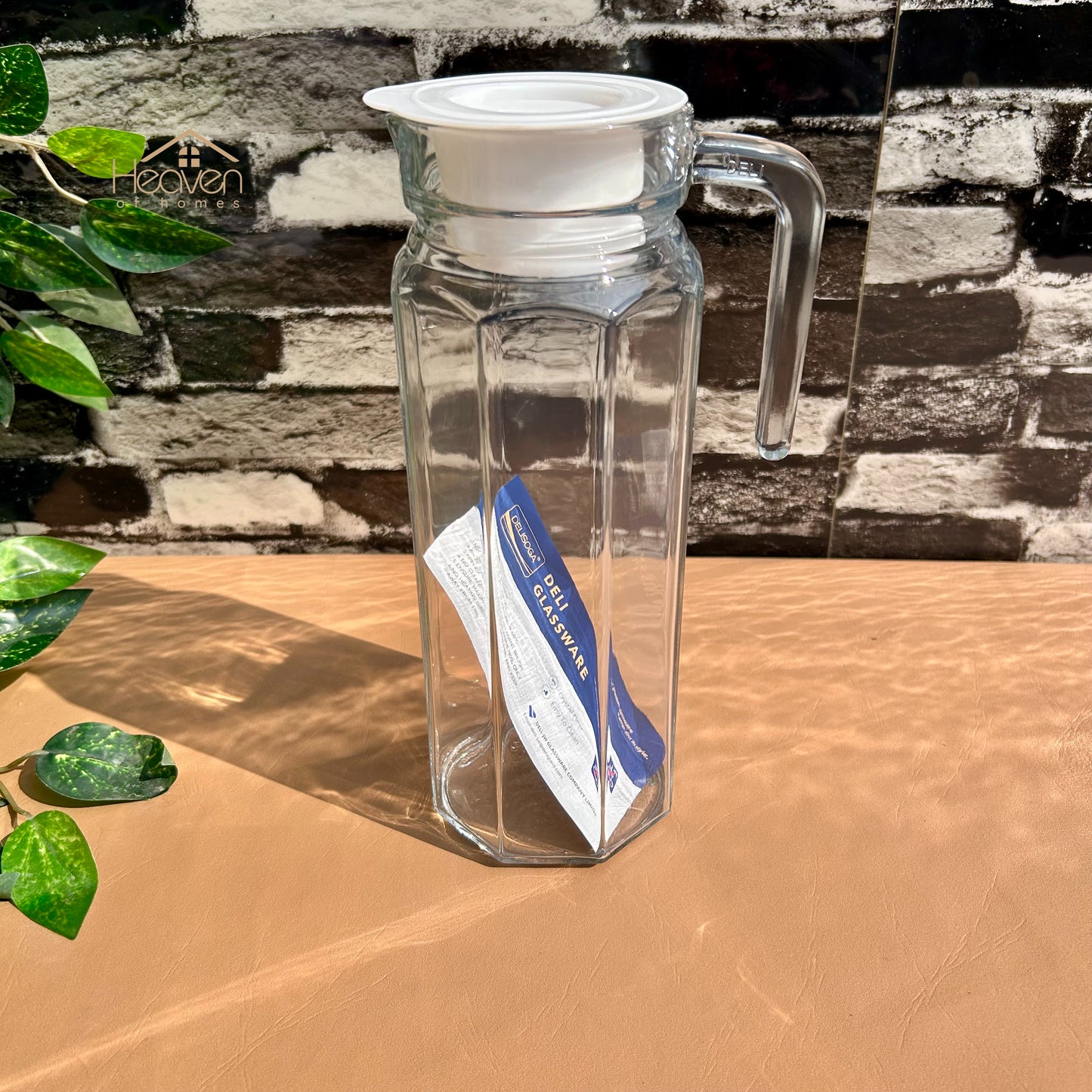 Delisoga® 1.2-Litre Clear Glass Oil Jug with Lid - Durable & Stylish Storage Solution