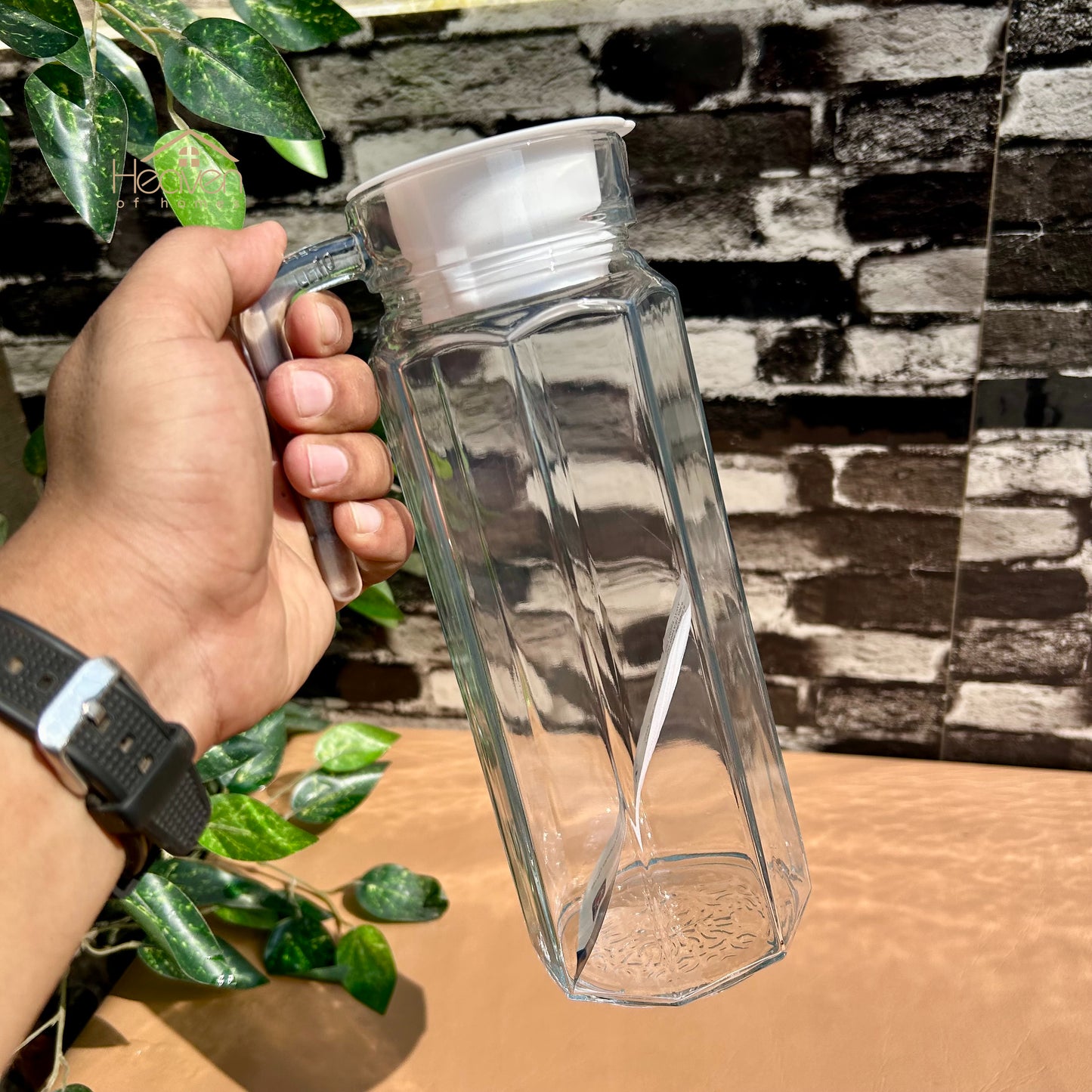 Delisoga® 1.2-Litre Clear Glass Oil Jug with Lid - Durable & Stylish Storage Solution