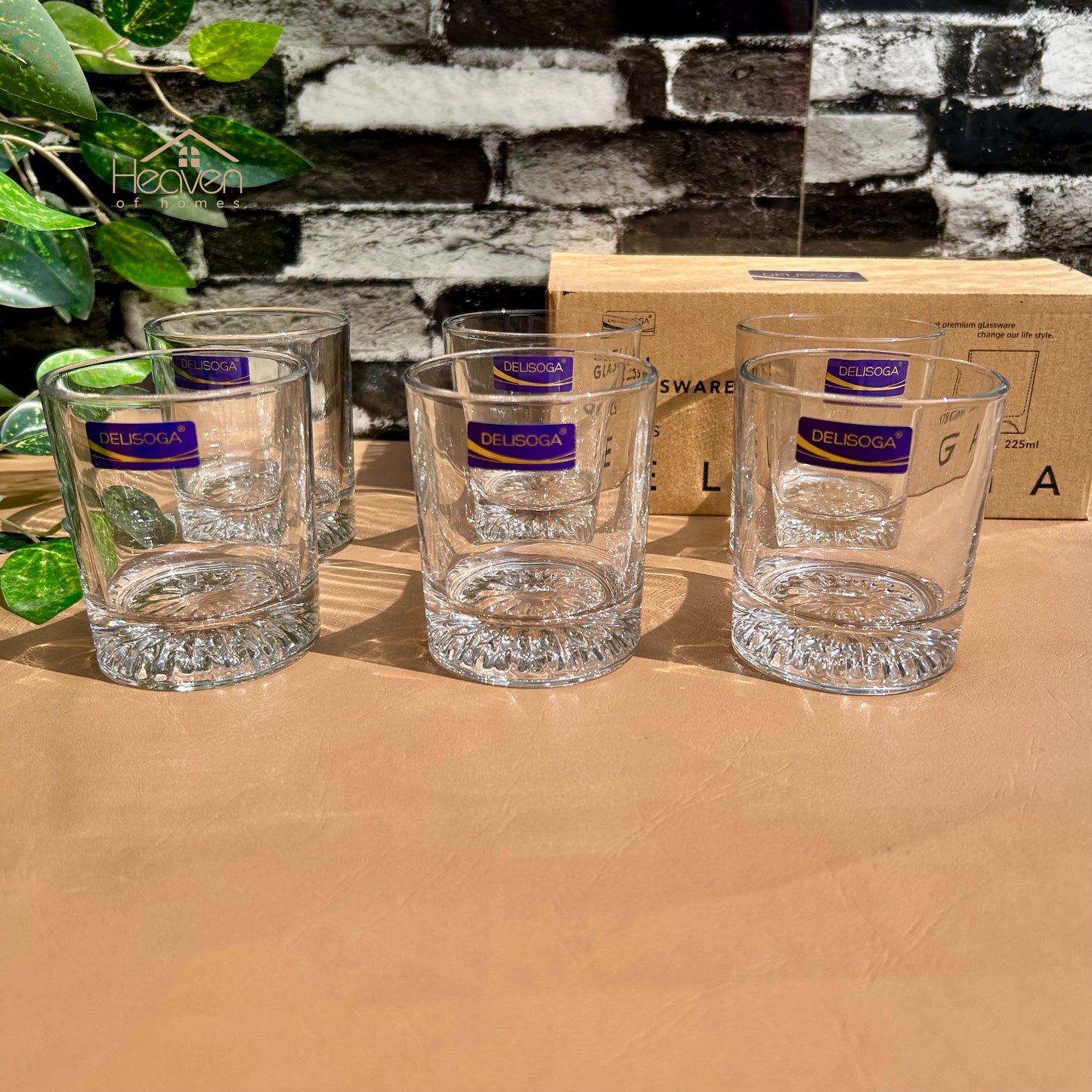 Delisoga® 6-Peice 225ml Glass Tumblers – Transparent Glasses for Water, Juice, Cocktails & Beverages