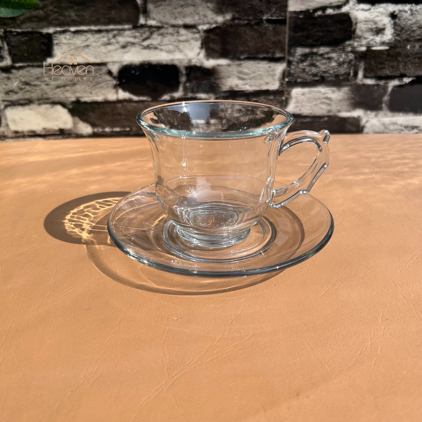 Delisoga® Set of 6 Clear Glass Tea & Coffee Cups with Saucers – Elegant Transparent Glassware CF023
