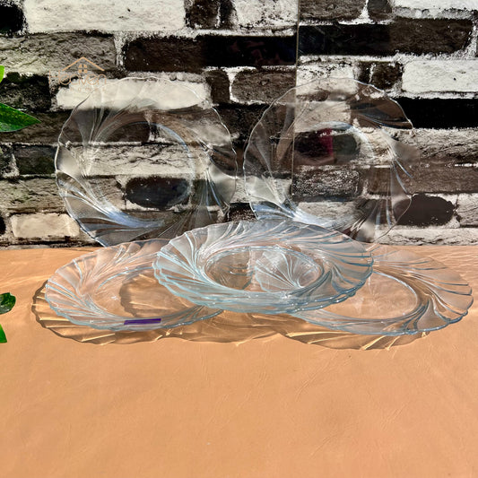 Delisoga® Set of 6 Clear Glass Snack & Serving Plates – Transparent Quarter Glassware