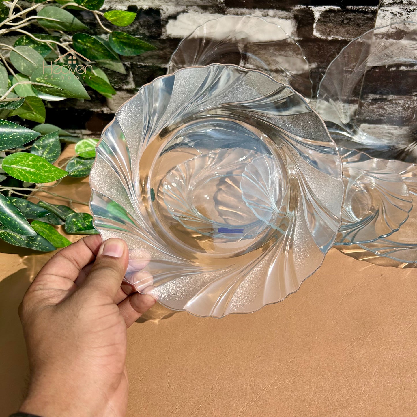 Delisoga® Set of 6 Clear Glass Snack & Serving Plates – Transparent Quarter Glassware