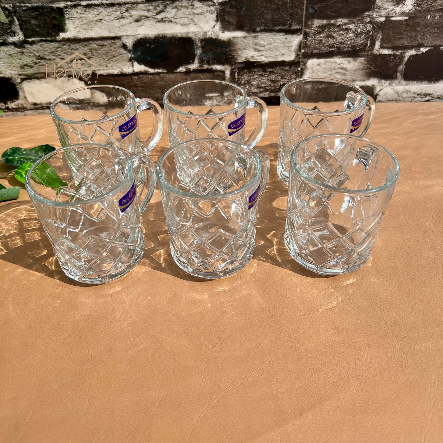 Delisoga® Set of 6 Mugs 240ml Clear Glass Mug – Coffee & Juice Mug with Handle - ZB24A