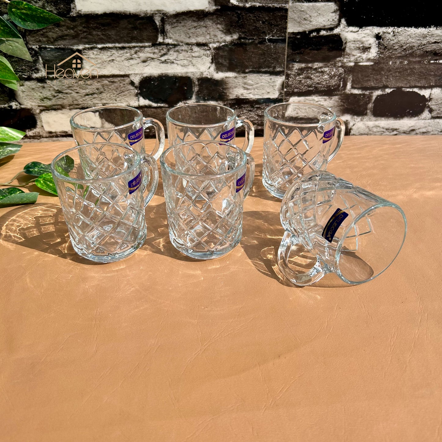 Delisoga® Set of 6 Mugs 240ml Clear Glass Mug – Coffee & Juice Mug with Handle - ZB24A