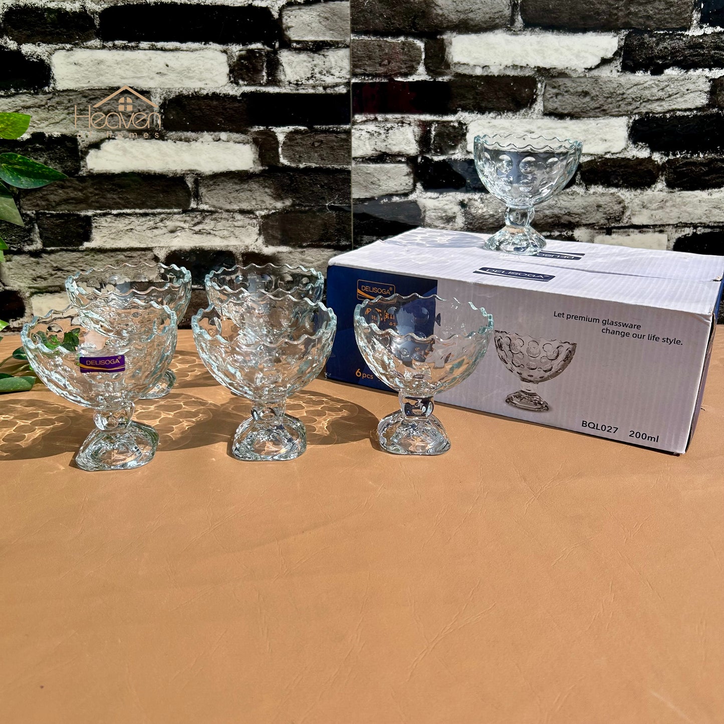 Delisoga® 6 - Piece Clear Glass Dessert Bowls – Elegant Serving Bowls for Ice Cream, Pudding & Sweets - BQL027