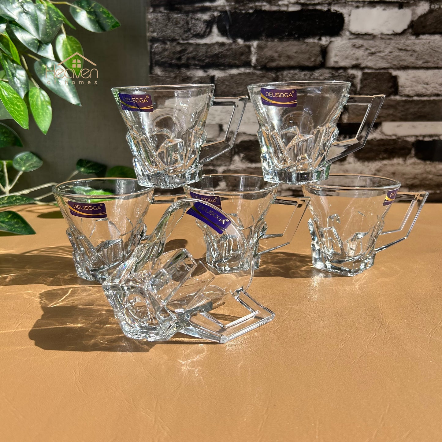Delisoga® Set of 6 Clear Glass Coffee & Tea Mugs – 155 ml Elegant Cup Design - Heaven of homes - Sale Pakistan