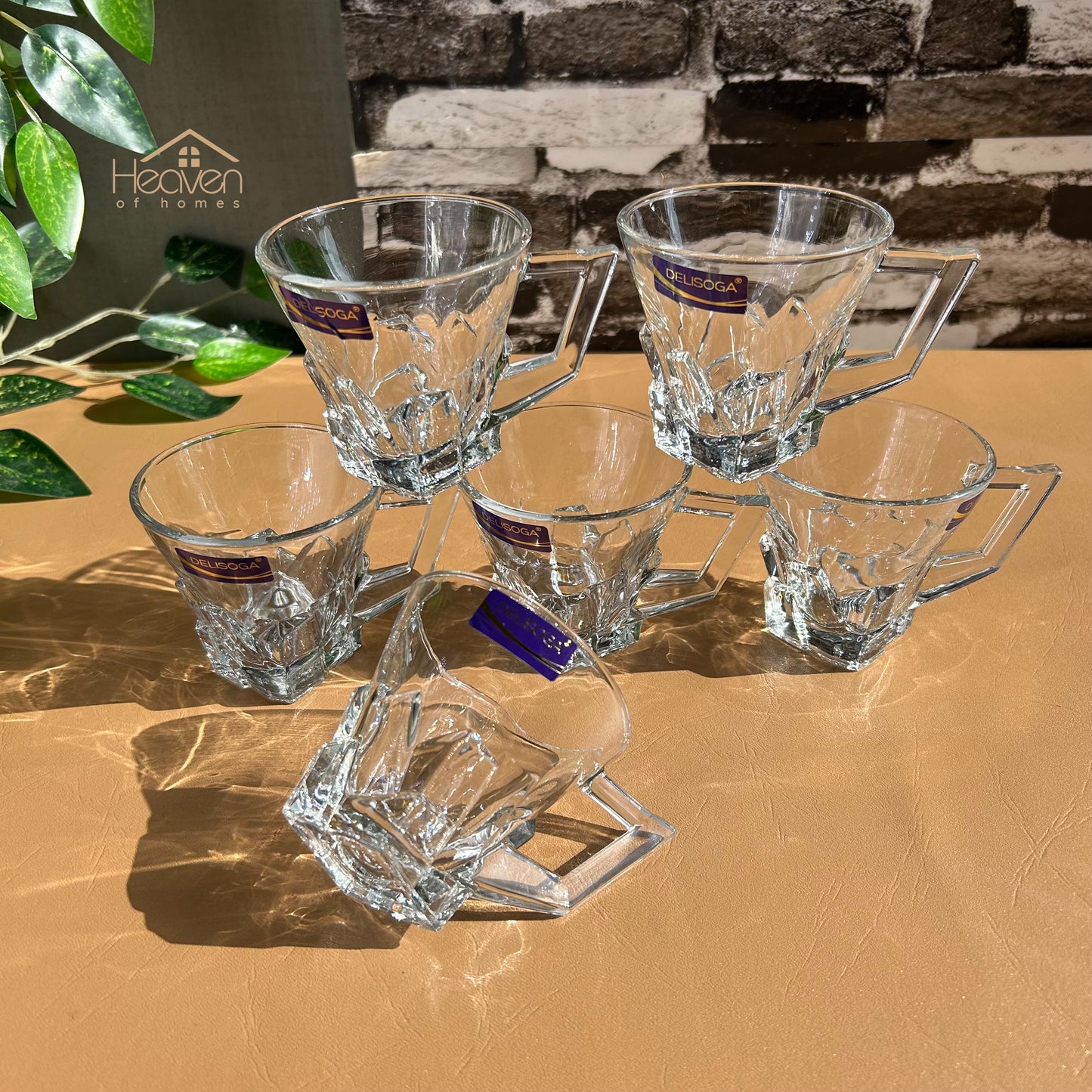 Delisoga® Set of 6 Clear Glass Coffee & Tea Mugs – 155 ml Elegant Cup Design - Heaven of homes - Sale Pakistan