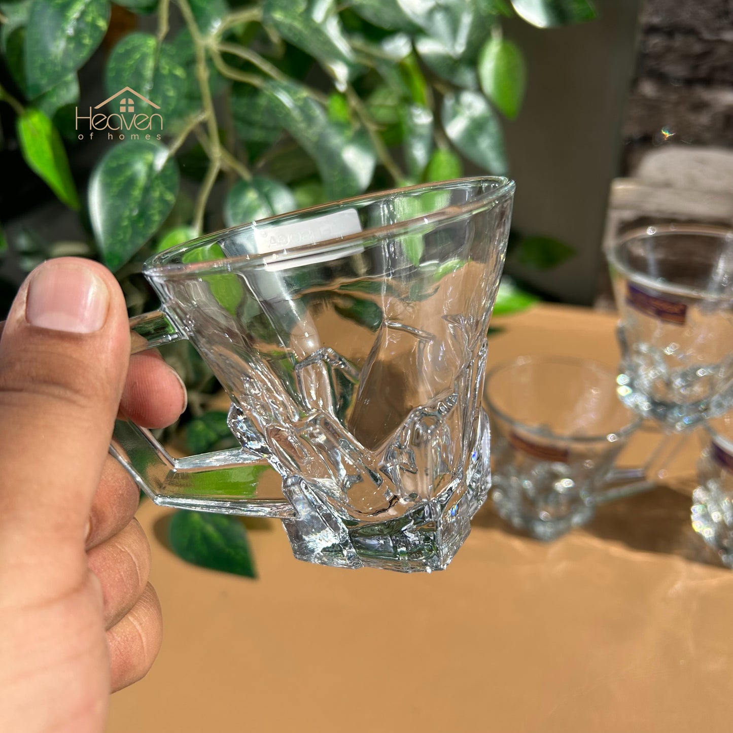 Delisoga® Set of 6 Clear Glass Coffee & Tea Mugs – 155 ml Elegant Cup Design - Heaven of homes - Sale Pakistan