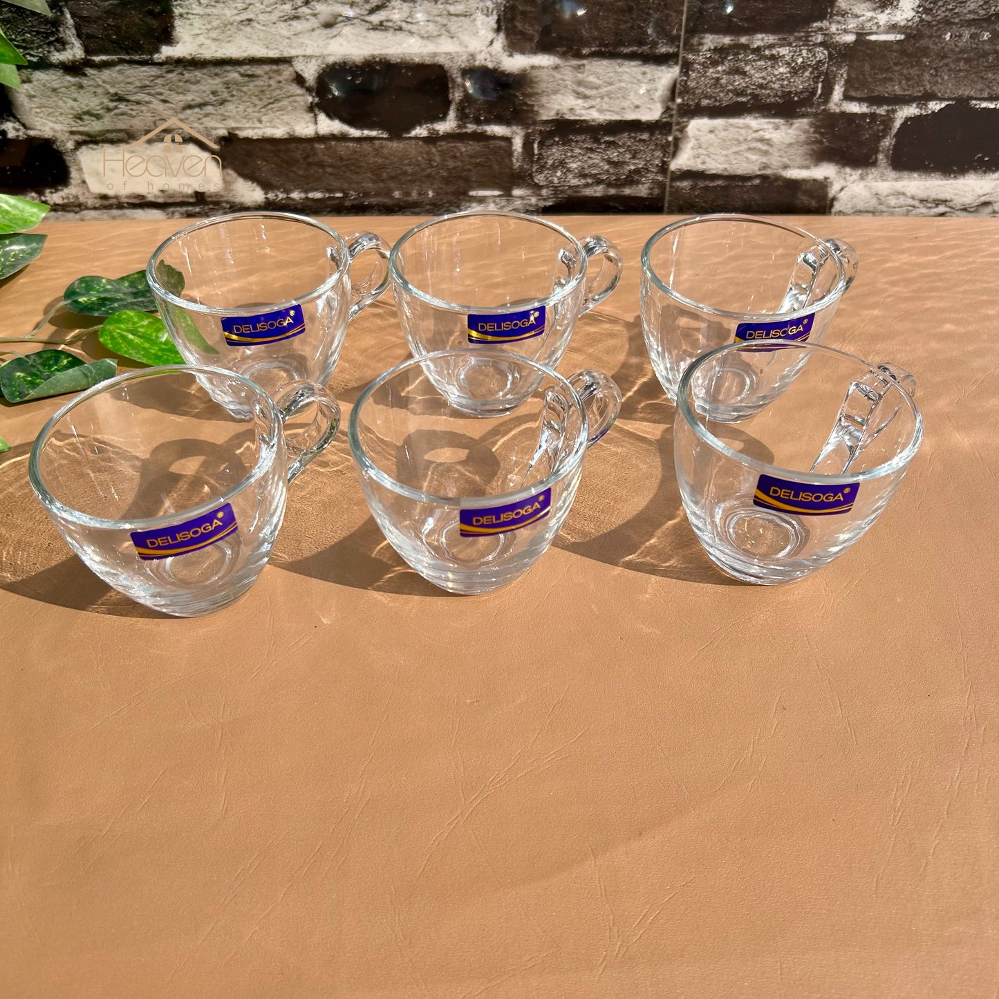 Delisoga® 6-Piece 190ml Glass Mug Set – Clear, Heat-Resistant Cups for Tea & Coffee CF036