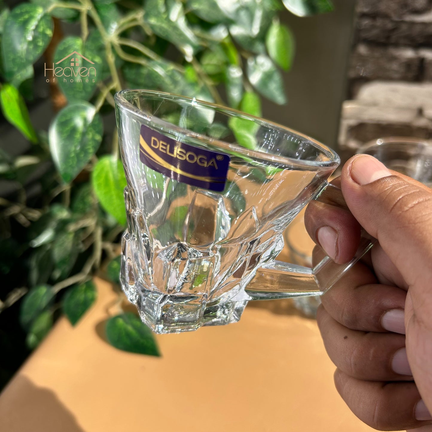 Delisoga® Set of 6 Clear Glass Coffee & Tea Mugs – 155 ml Elegant Cup Design - Heaven of homes - Sale Pakistan