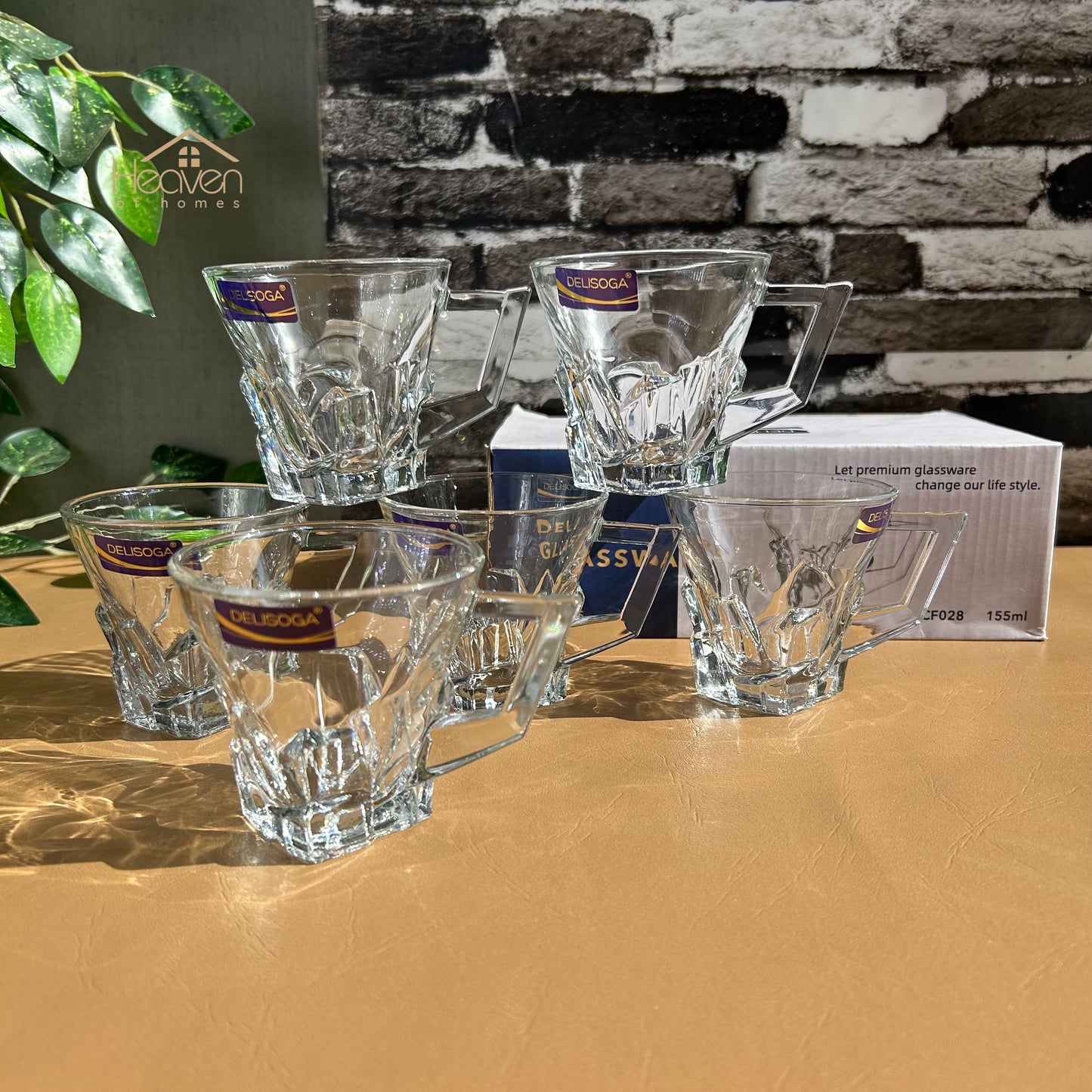 Delisoga® Set of 6 Clear Glass Coffee & Tea Mugs – 155 ml Elegant Cup Design - Heaven of homes - Sale Pakistan