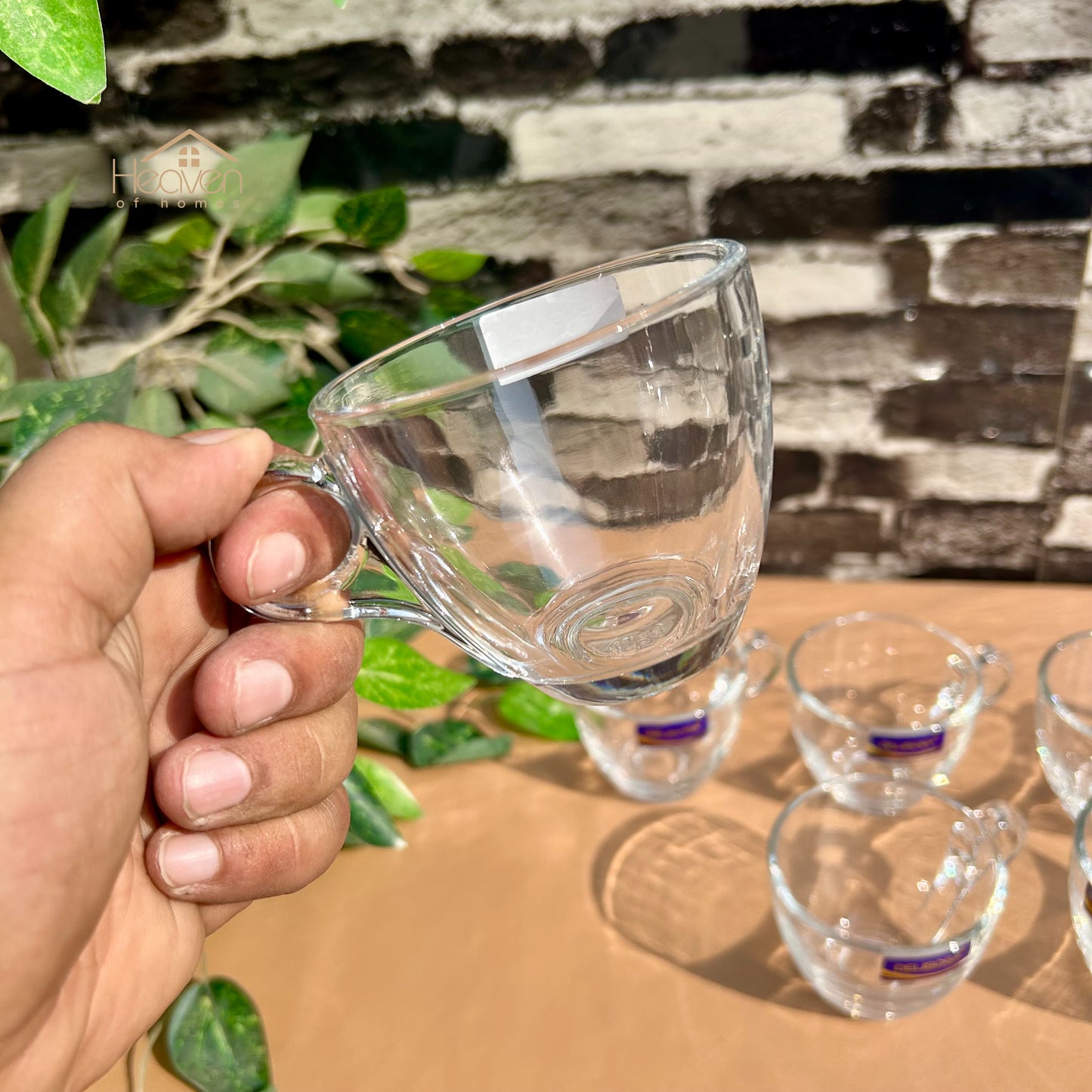 Delisoga® 6-Piece 190ml Glass Mug Set – Clear, Heat-Resistant Cups for Tea & Coffee CF036