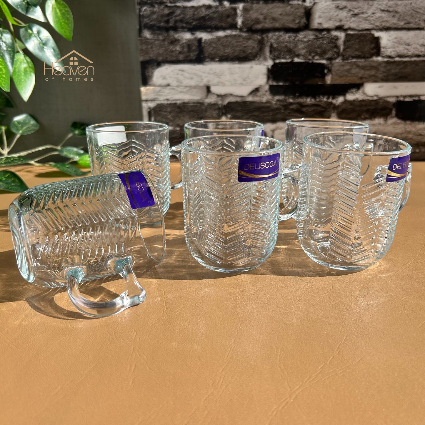 Delisoga® Set of 6 Clear Glass Coffee & Tea Mugs – 250 ml Elegant Cup Design - Heaven of homes - Sale Pakistan