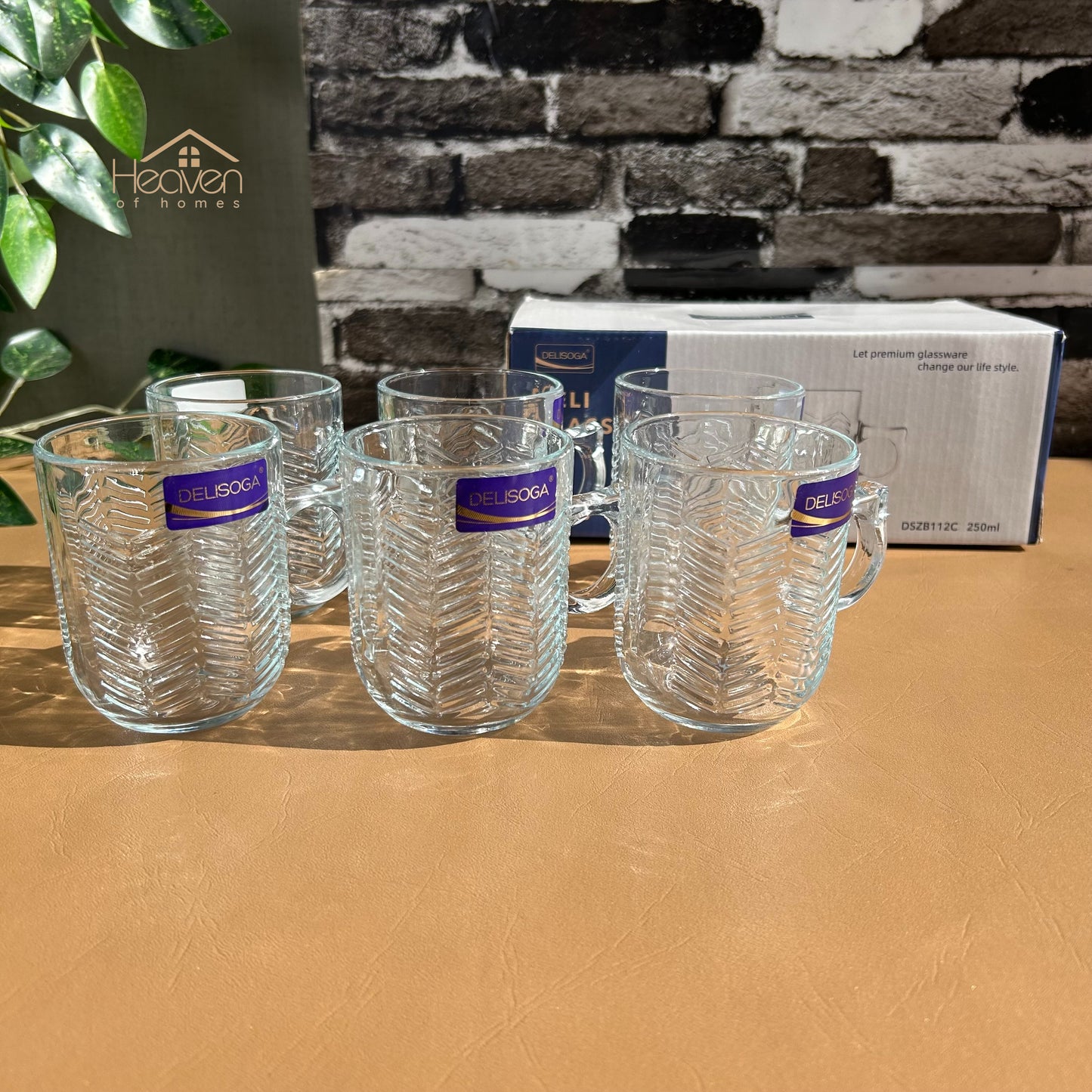 Delisoga® Set of 6 Clear Glass Coffee & Tea Mugs – 250 ml Elegant Cup Design - Heaven of homes - Sale Pakistan