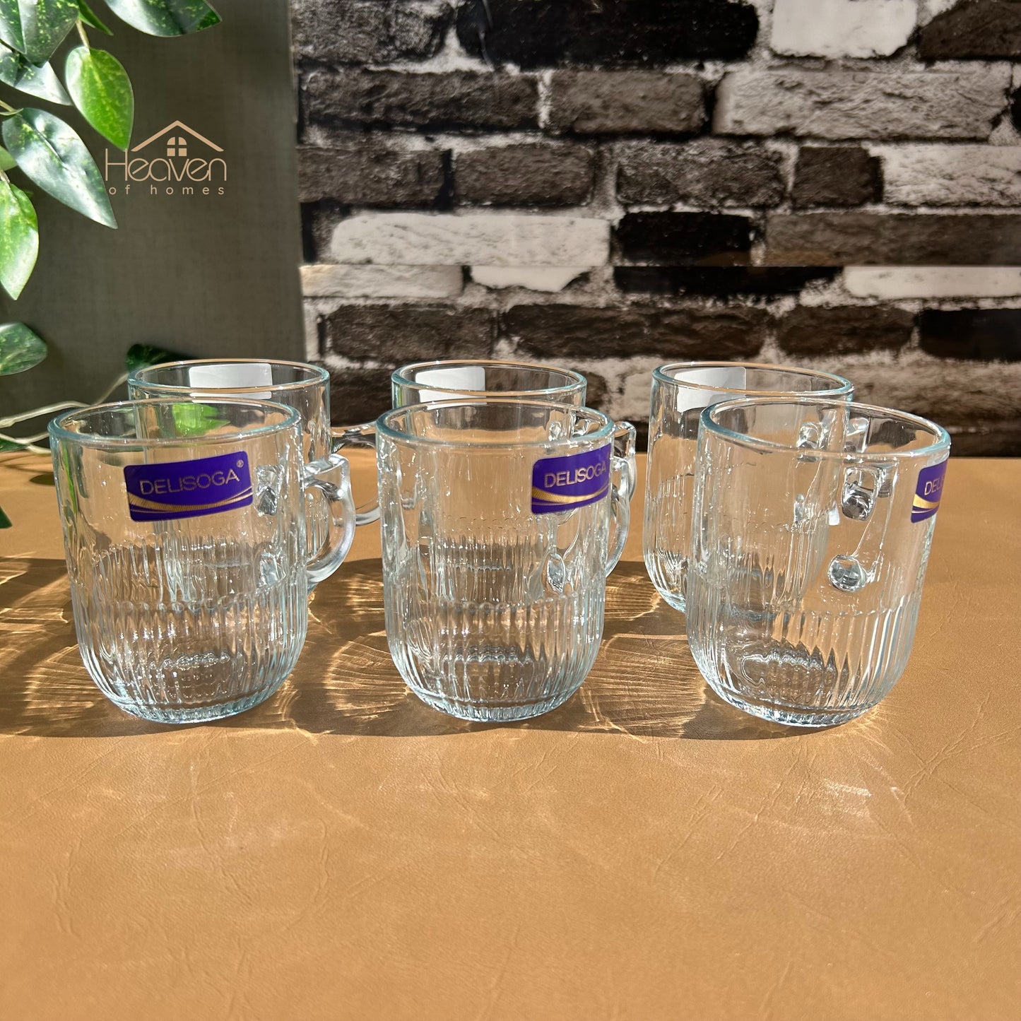 Delisoga® Set of 6 Clear Glass Coffee & Tea Mugs – 250 ml Elegant Cup Design - Heaven of homes - Sale Pakistan