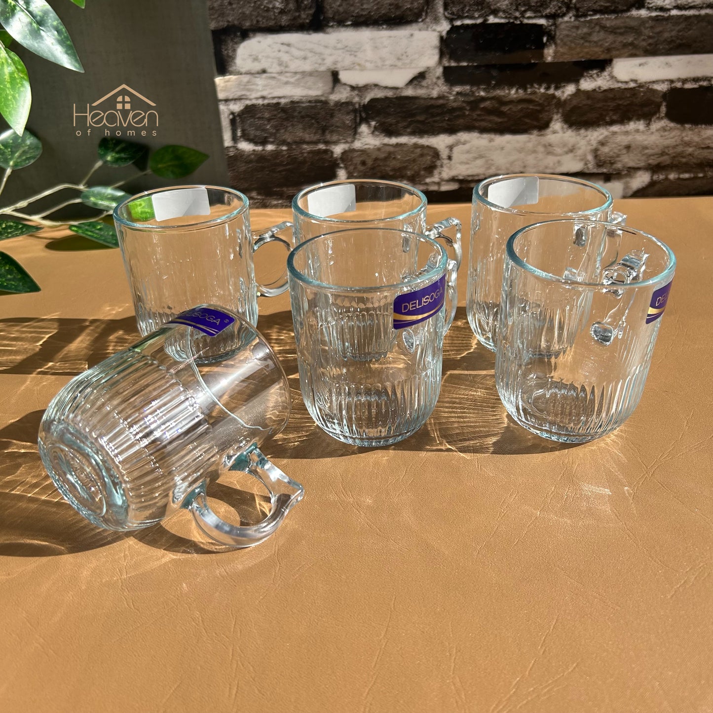 Delisoga® Set of 6 Clear Glass Coffee & Tea Mugs – 250 ml Elegant Cup Design - Heaven of homes - Sale Pakistan