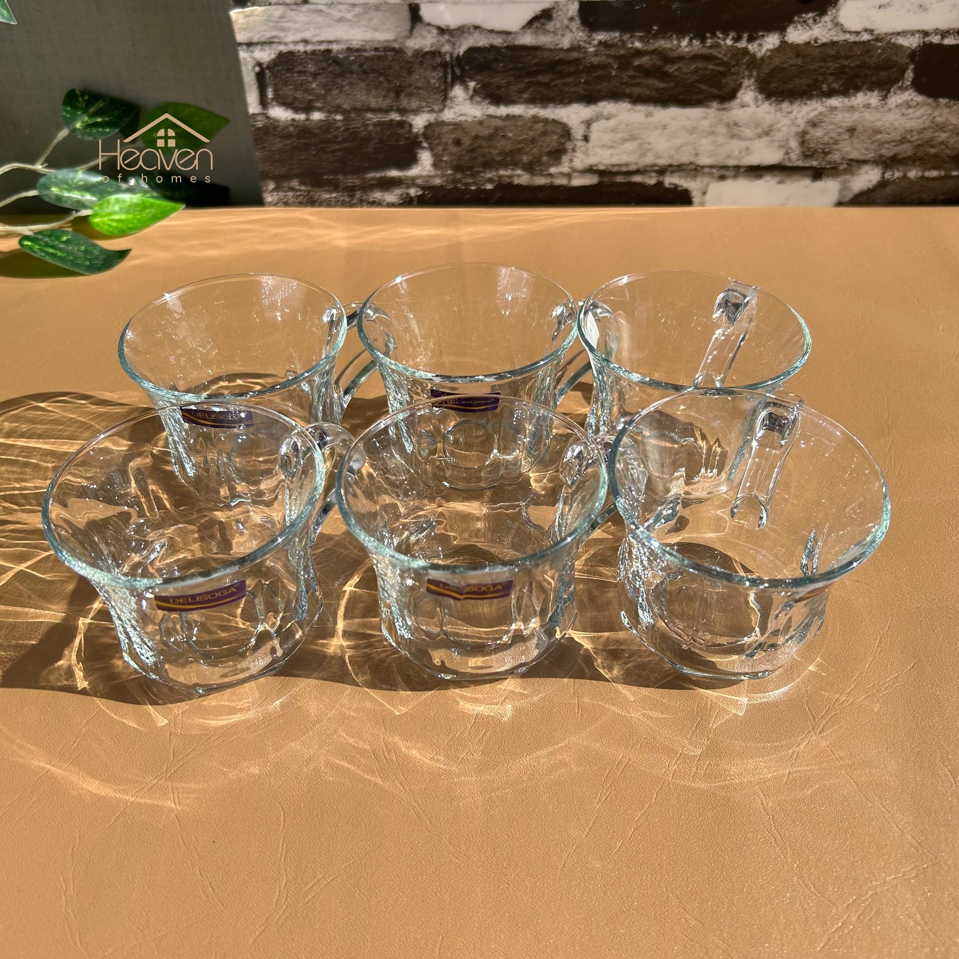 Delisoga® Elegant Set of 6 Clear Glass Coffee & Tea Mugs – 210ml Transparent Cups Clear Glass - Heaven of homes - Sale Pakistan
