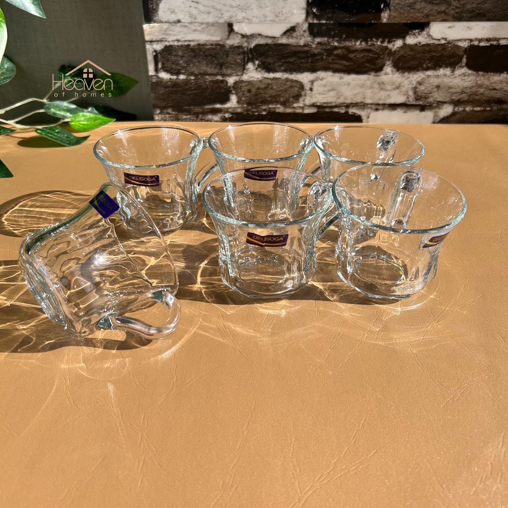 Delisoga® Elegant Set of 6 Clear Glass Coffee & Tea Mugs – 210ml Transparent Cups Clear Glass - Heaven of homes - Sale Pakistan