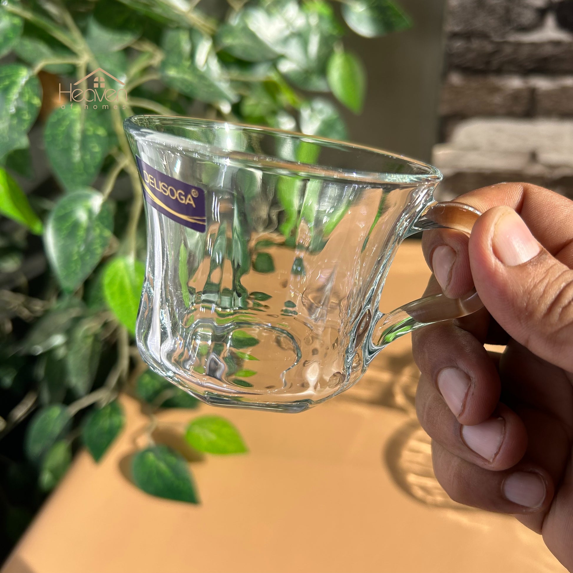 Delisoga® Elegant Set of 6 Clear Glass Coffee & Tea Mugs – 210ml Transparent Cups Clear Glass - Heaven of homes - Sale Pakistan