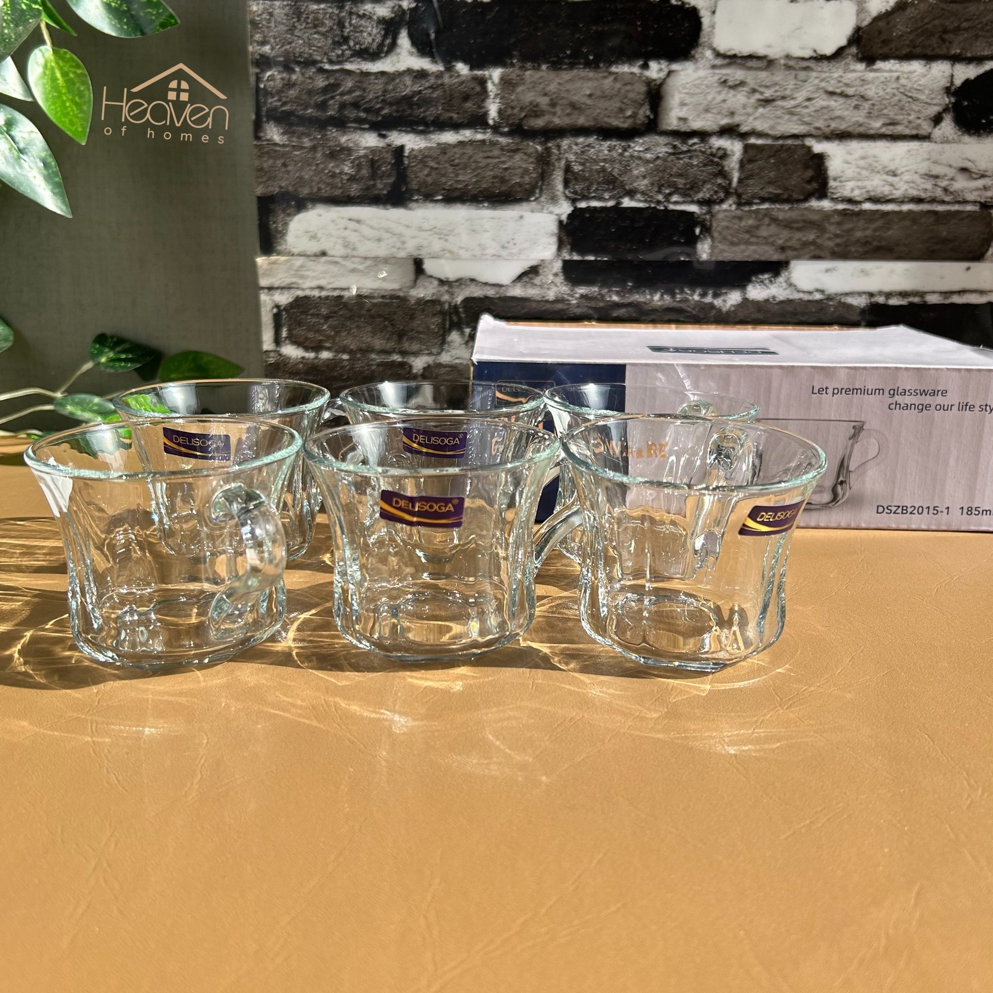 Delisoga® Elegant Set of 6 Clear Glass Coffee & Tea Mugs – 210ml Transparent Cups Clear Glass - Heaven of homes - Sale Pakistan