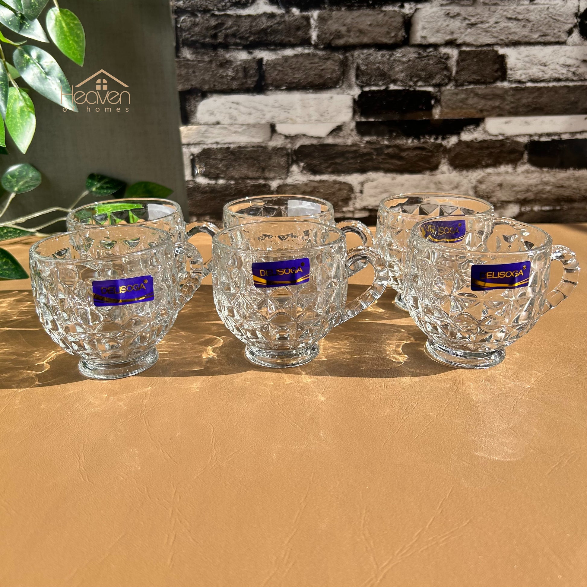 Delisoga® Set of 6 Clear Glass Coffee & Tea Mugs – 210ml Elegant Cup Design - Heaven of homes - Sale Pakistan