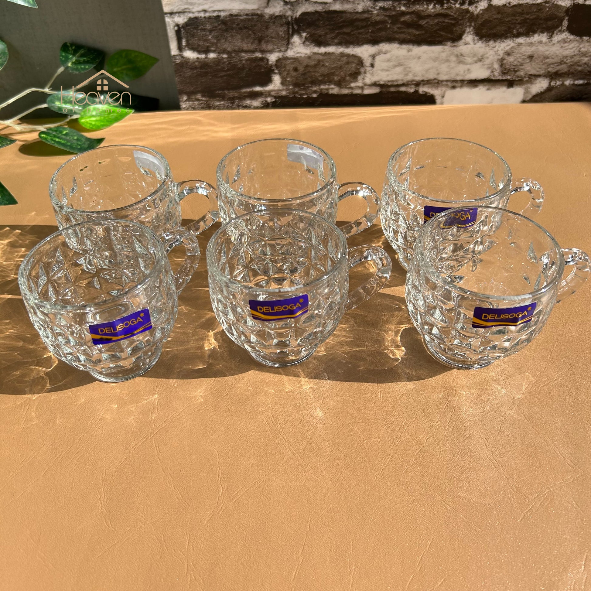 Delisoga® Set of 6 Clear Glass Coffee & Tea Mugs – 210ml Elegant Cup Design - Heaven of homes - Sale Pakistan
