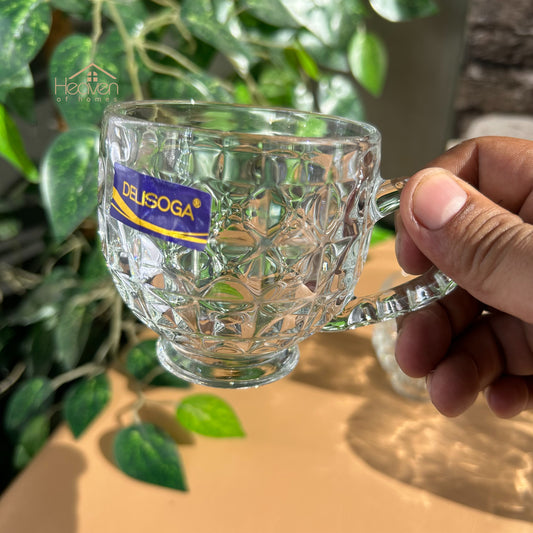 Delisoga® Set of 6 Clear Glass Coffee & Tea Mugs – 210ml Elegant Cup Design - Heaven of homes - Sale Pakistan