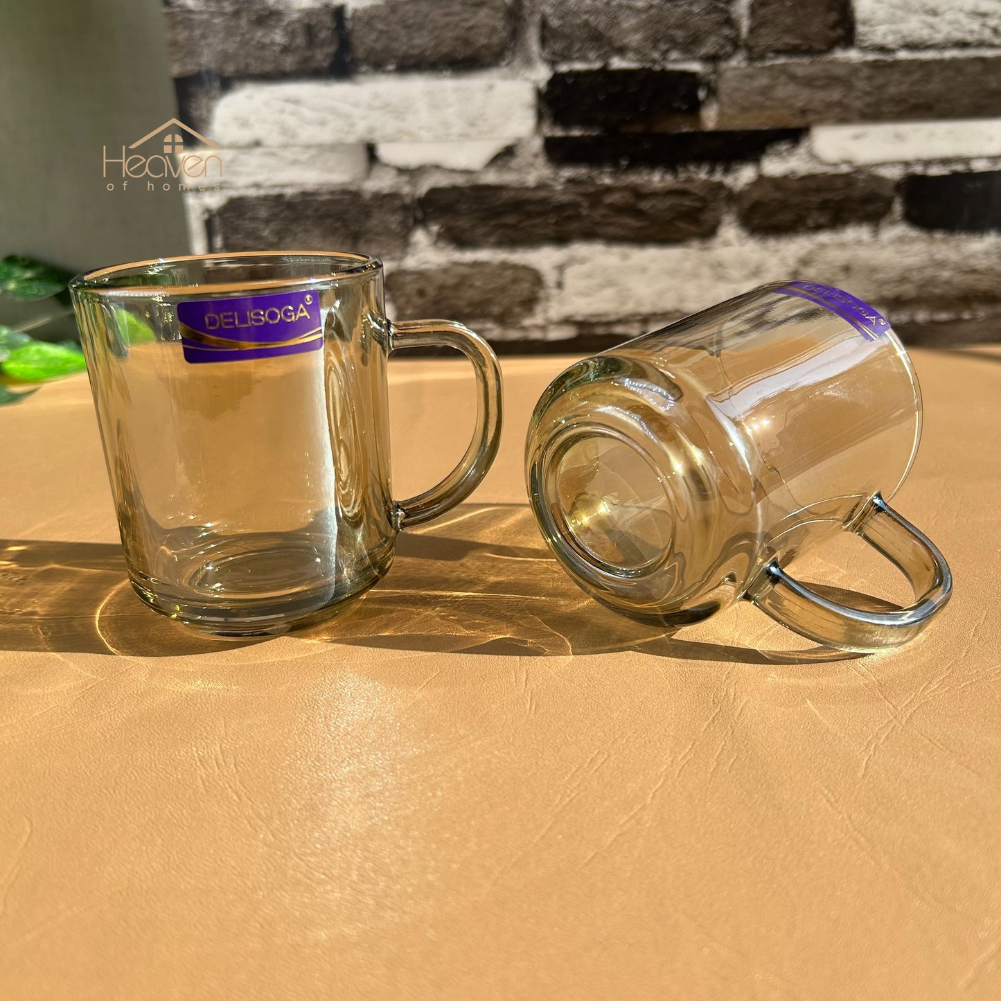 Delisoga® Elegant Set of 6 Clear Glass Coffee & Tea Mugs – 240ml Transparent Cups Brown - Heaven of homes - Sale Pakistan