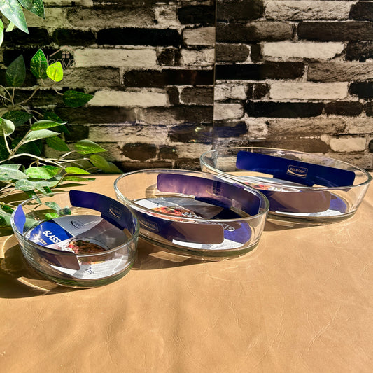 Delisoga® Set of 3 Clear Glass Oval Serving Dishes | Microwave Safe Roasting Dishes P137/L3
