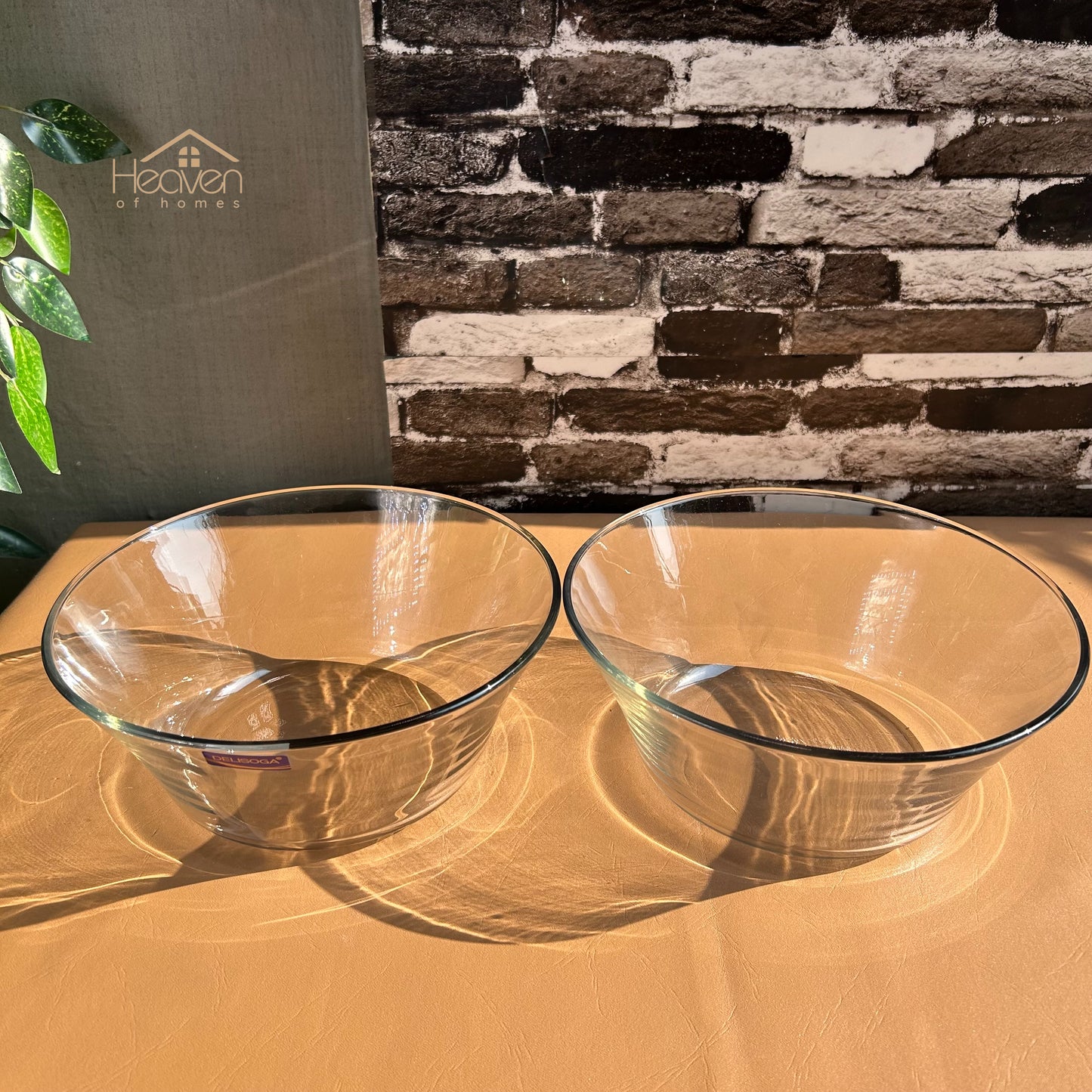 Delisoga® Set of 2 Microwaveable Round Large Serving Glass Bowls 10 Inches - Heaven of homes - Sale Pakistan