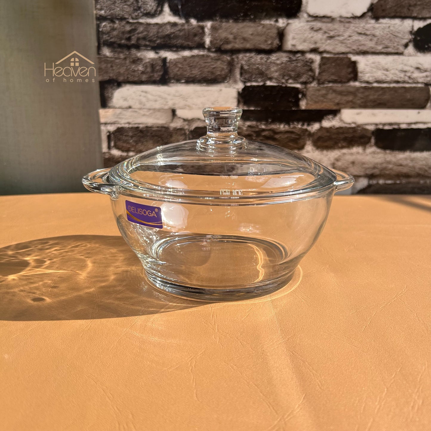 Delisoga® Microwaveable Round Tempered Glass Bakeware with Cover