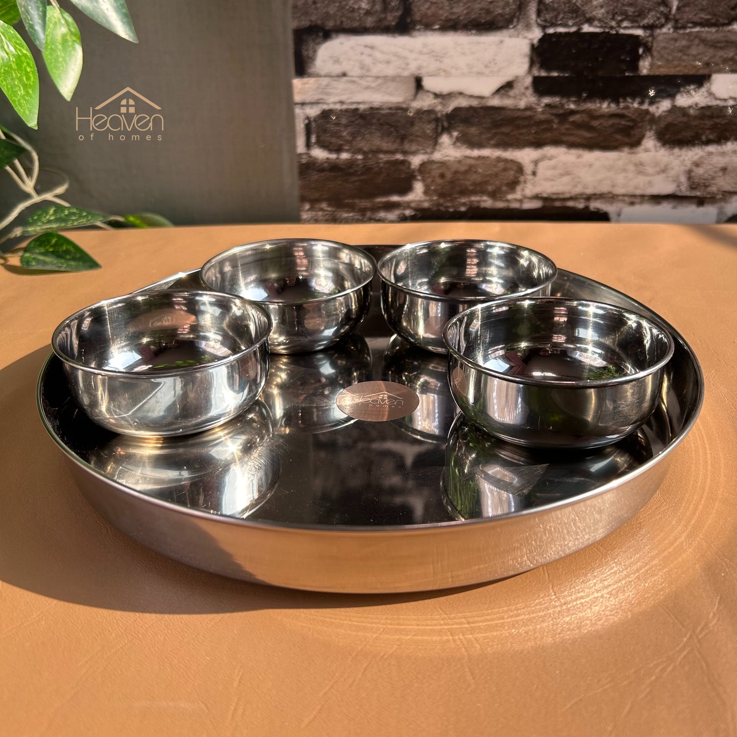 Indian Style Thaali Pure Stainless Steel Set of 6 - Heaven of homes - Sale Pakistan