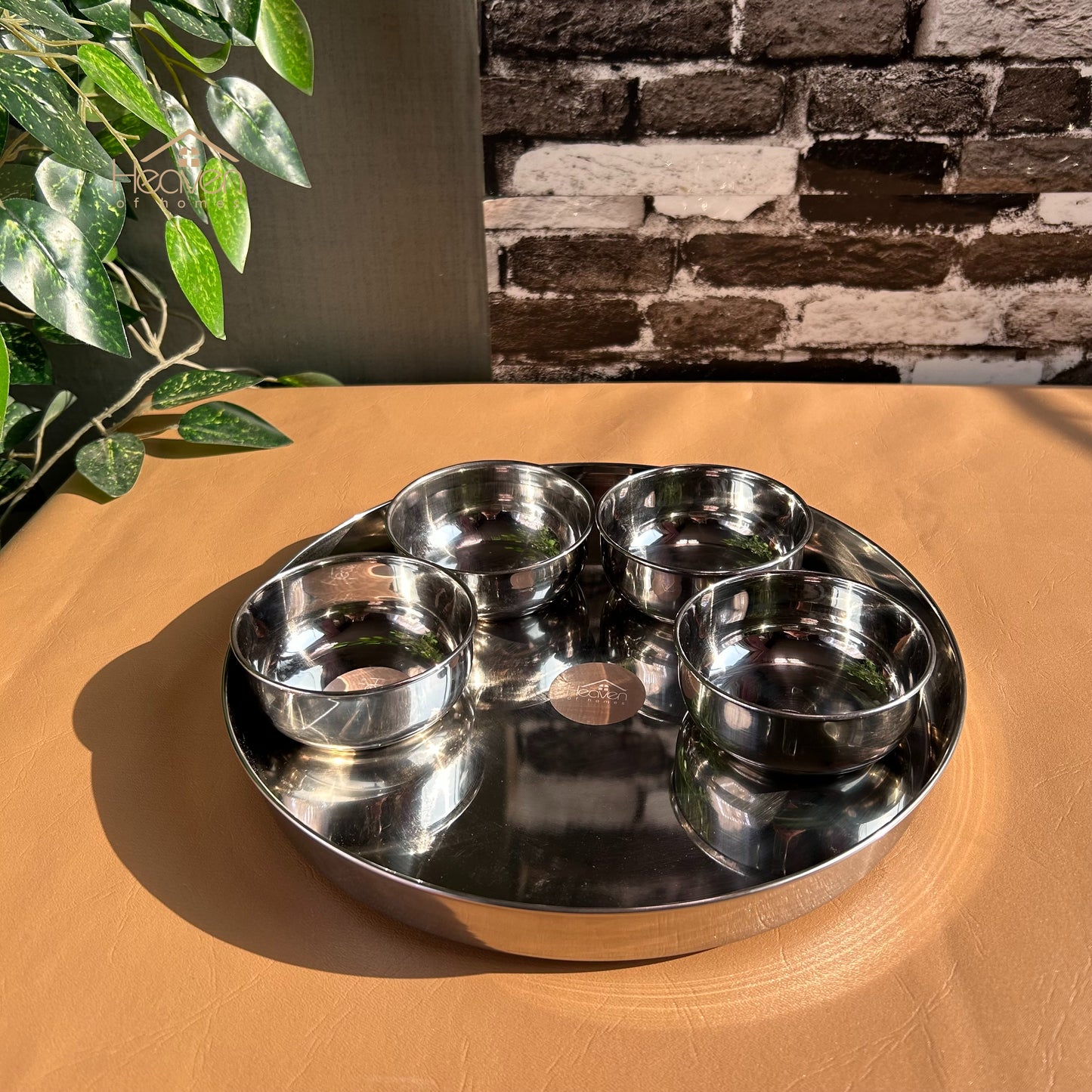 Indian Style Thaali Pure Stainless Steel Set of 6 - Heaven of homes - Sale Pakistan