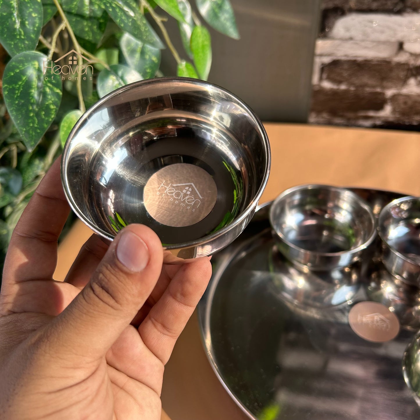 Indian Style Thaali Pure Stainless Steel Set of 6 - Heaven of homes - Sale Pakistan