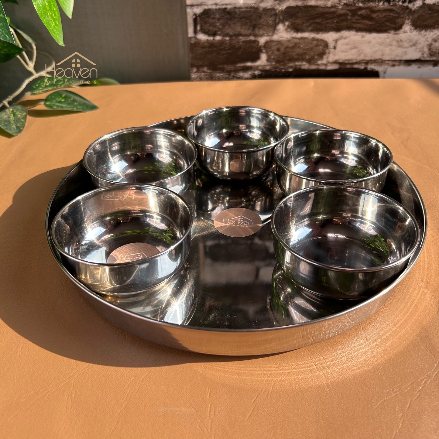 Indian Style Thaali Pure Stainless Steel Set of 6 - Heaven of homes - Sale Pakistan