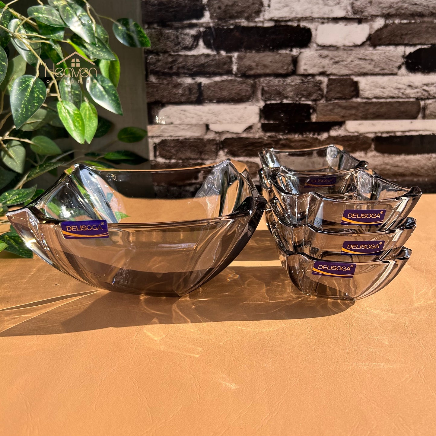 Delisoga® 7-Piece Colored Glass Ice Cream & Fruit Serving Set – Premium Glassware Collection - Heaven of homes - Sale Pakistan