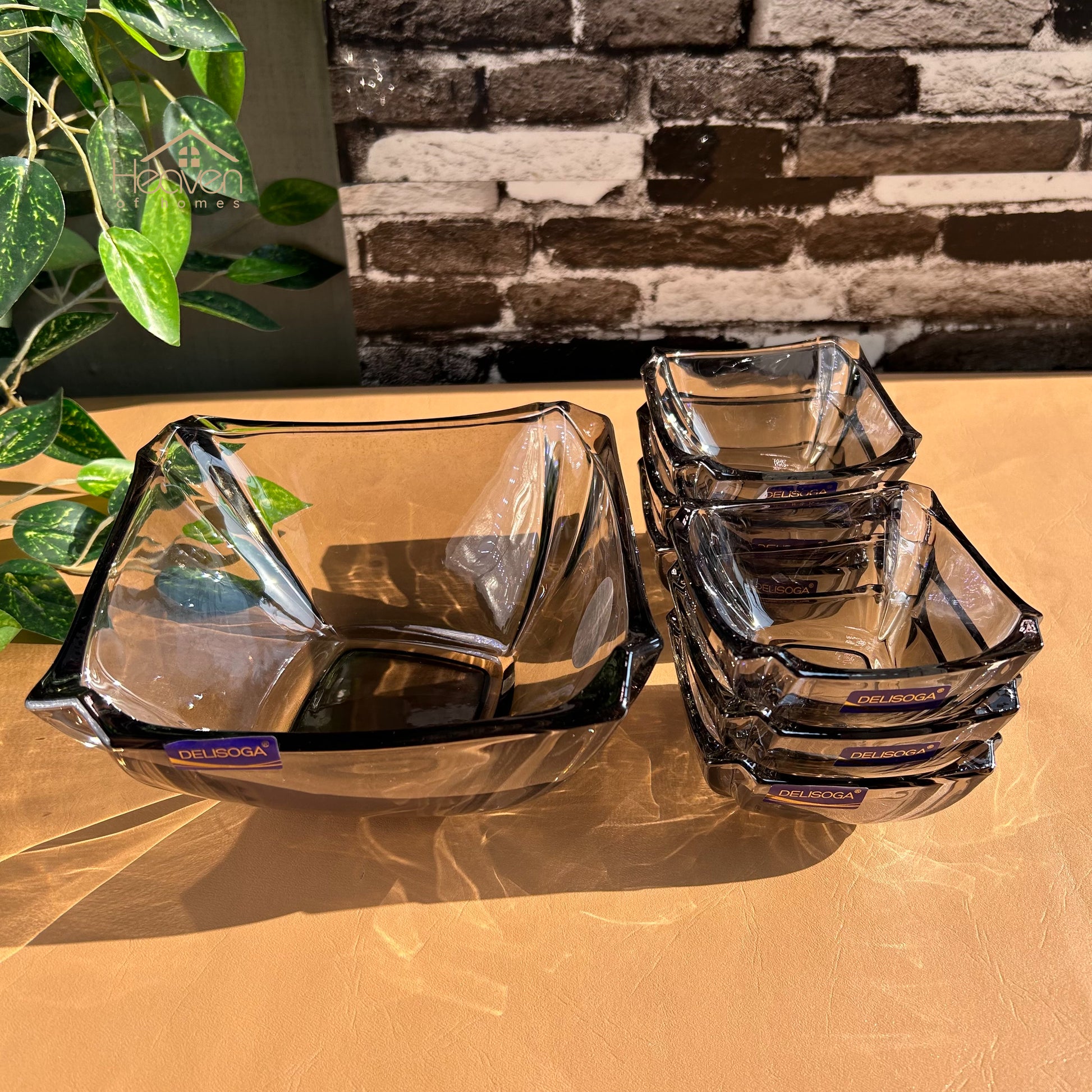 Delisoga® 7-Piece Colored Glass Ice Cream & Fruit Serving Set – Premium Glassware Collection - Heaven of homes - Sale Pakistan