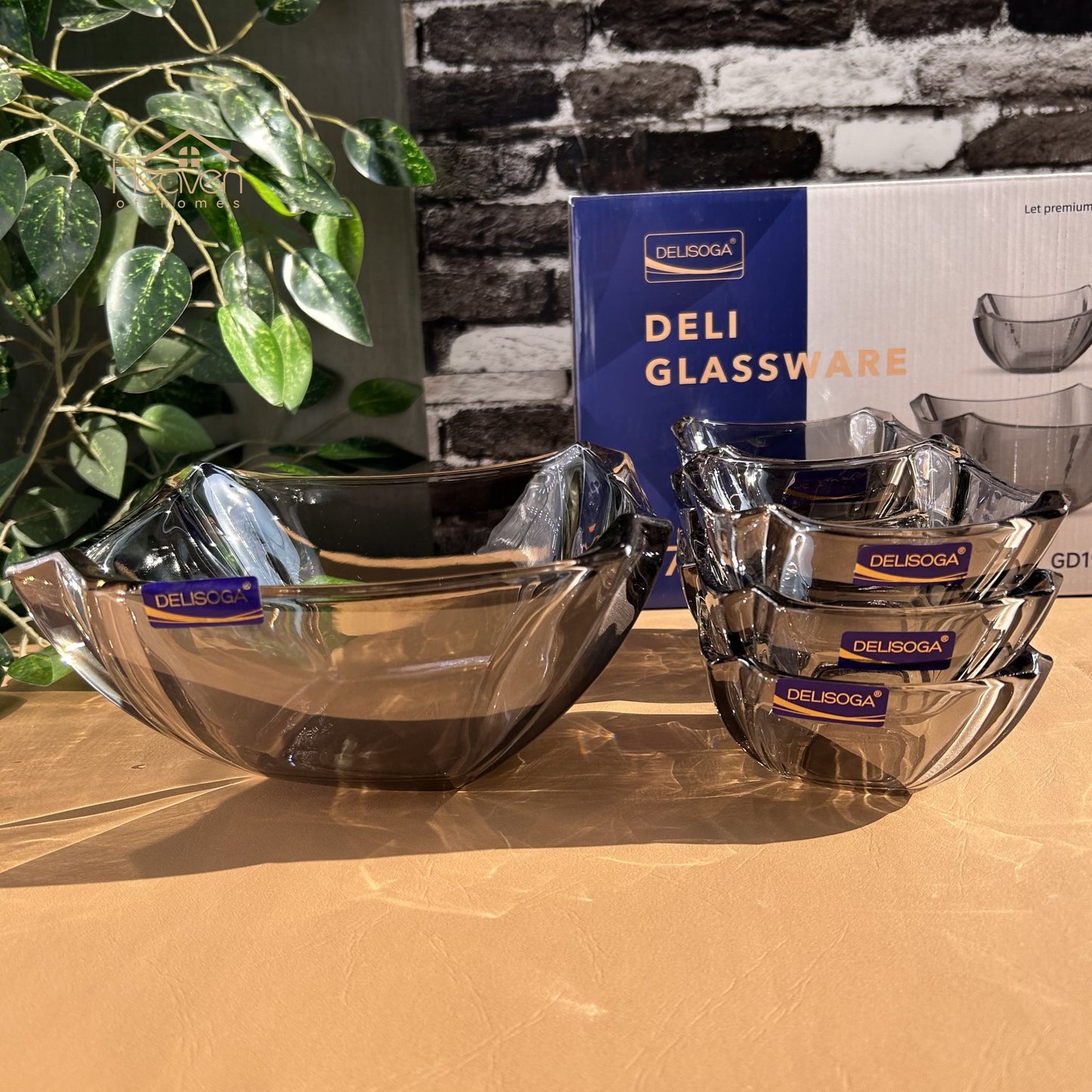 Delisoga® 7-Piece Colored Glass Ice Cream & Fruit Serving Set – Premium Glassware Collection - Heaven of homes - Sale Pakistan