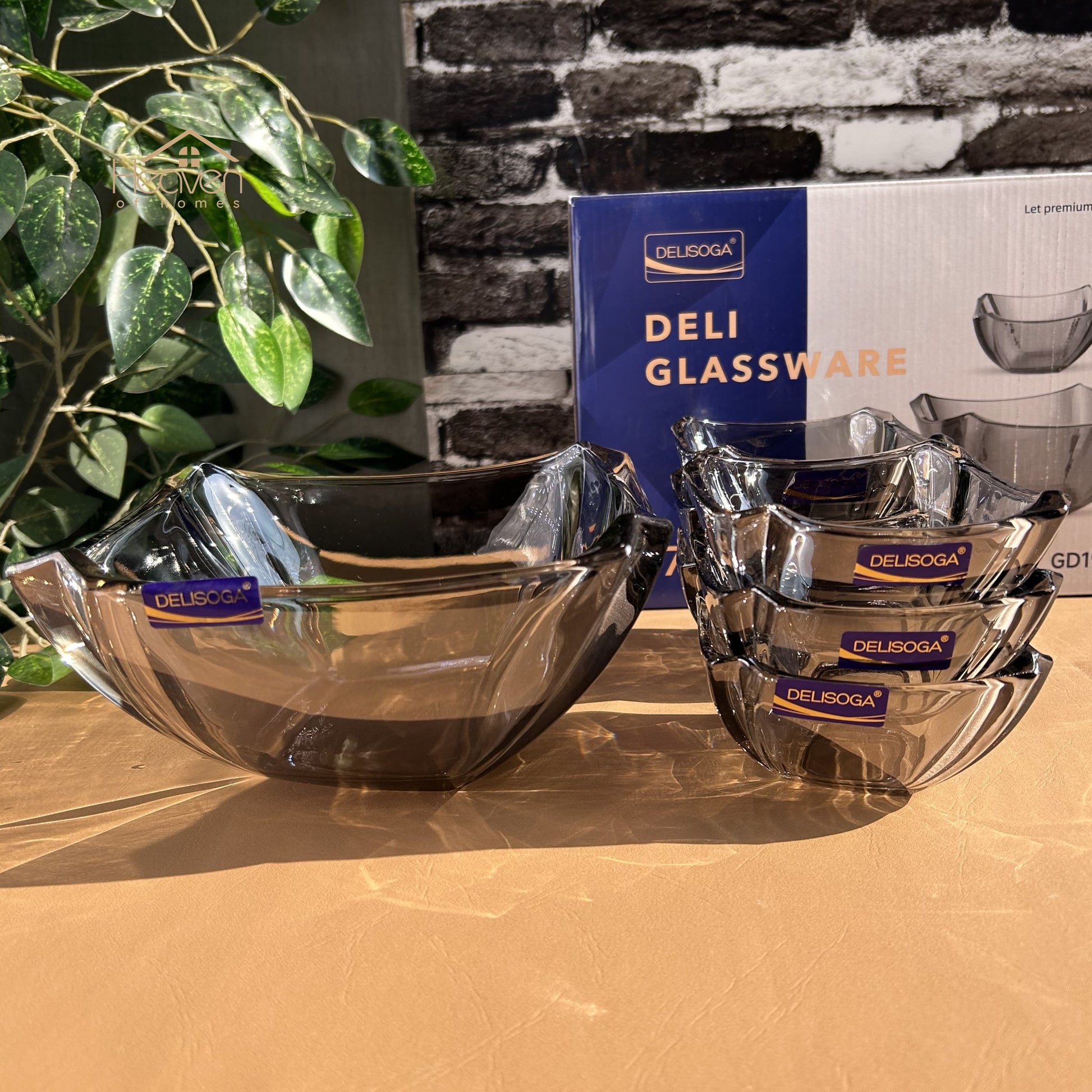 Delisoga® 7-Piece Colored Glass Ice Cream & Fruit Serving Set – Premium Glassware Collection - Heaven of homes - Sale Pakistan