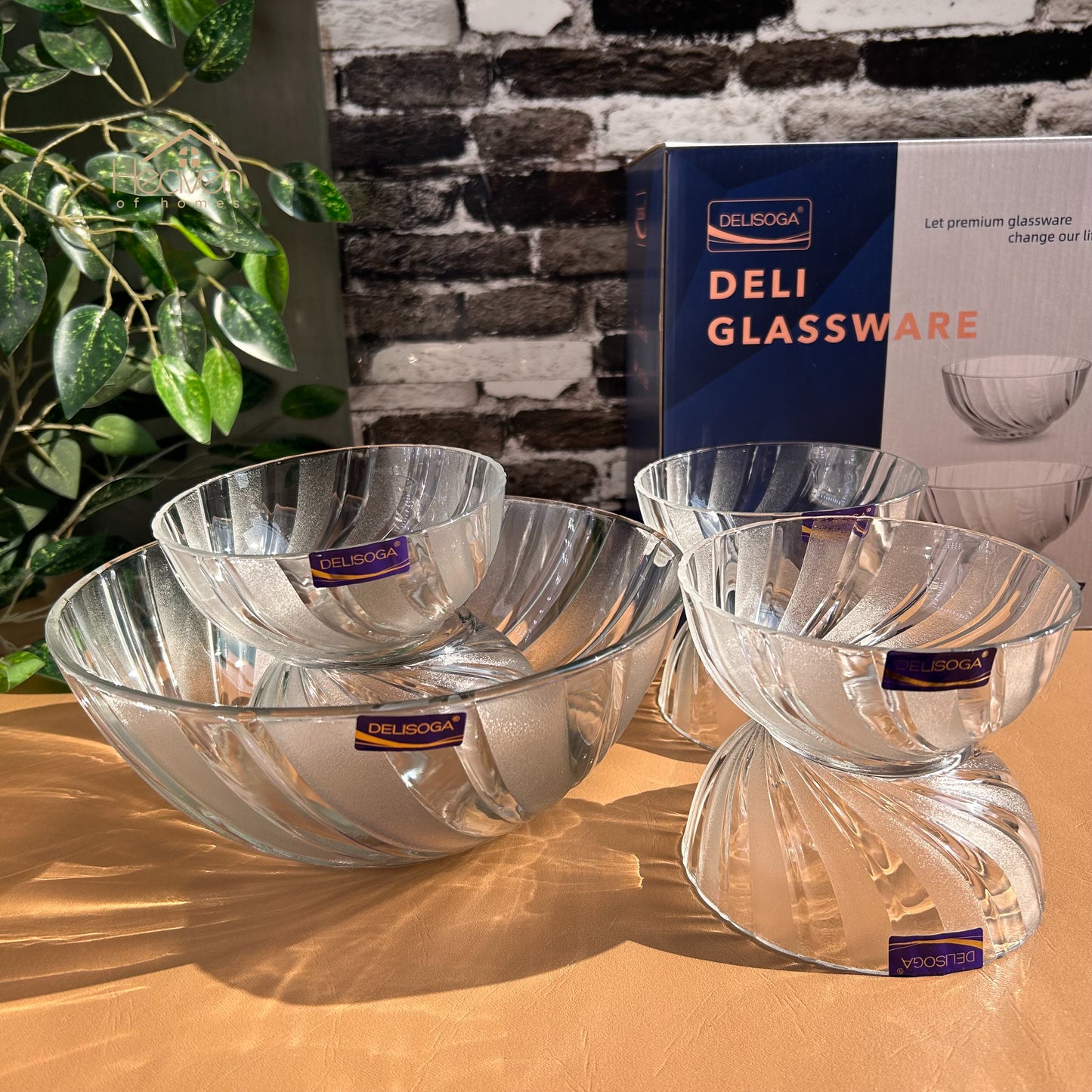 Delisoga® 7-Piece Frosted Ice Cream & Fruit Serving Set – Premium Glassware Collection - Heaven of homes - Sale Pakistan