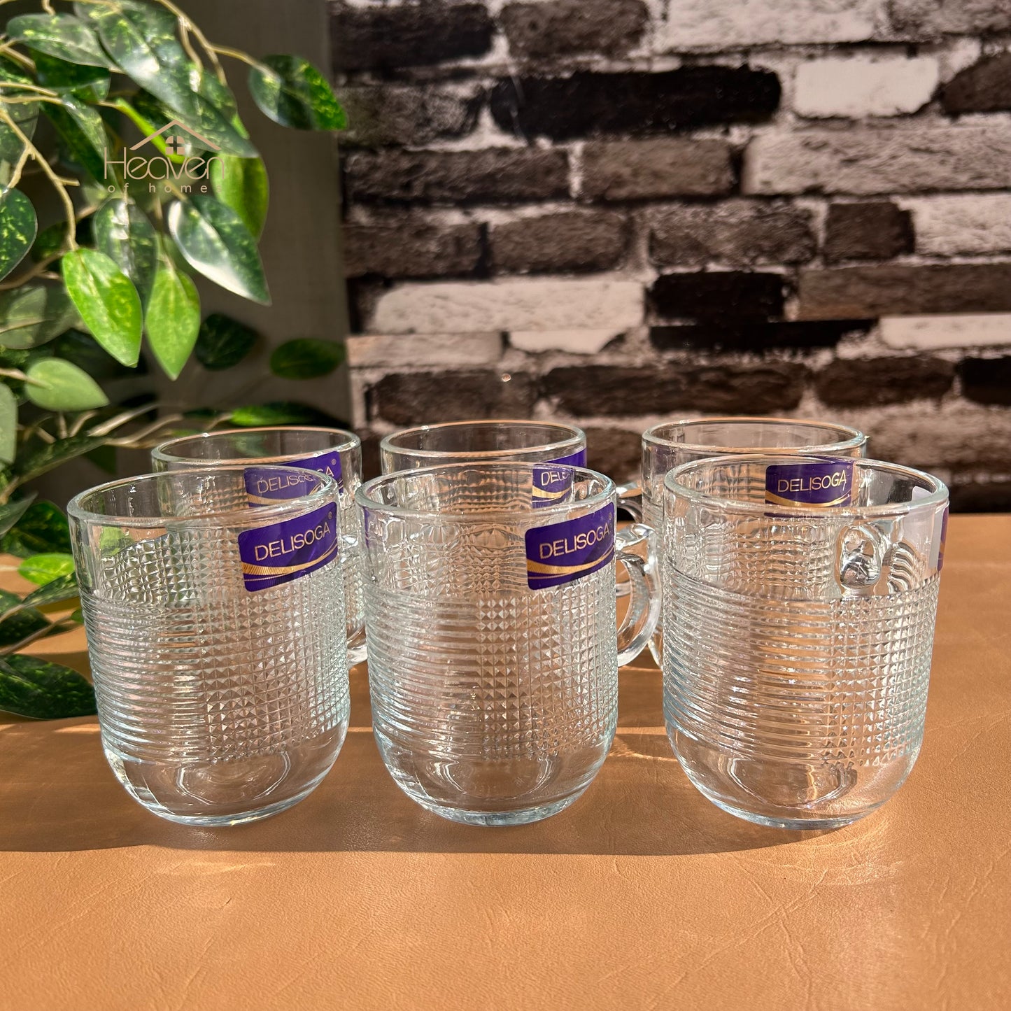 Delisoga® Set of 6 Clear Glass Coffee & Tea Mugs – 250 ml Elegant Cup Design - Heaven of homes - Sale Pakistan