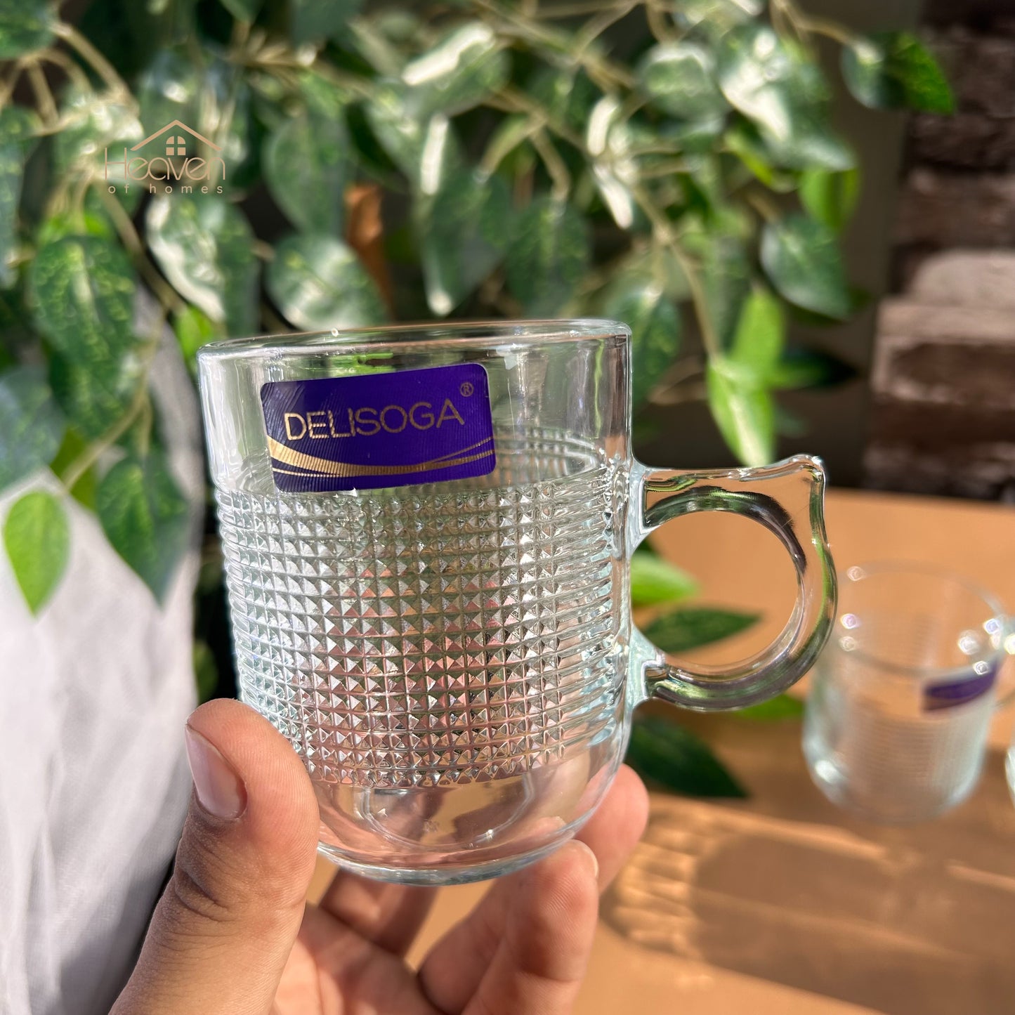 Delisoga® Set of 6 Clear Glass Coffee & Tea Mugs – 250 ml Elegant Cup Design - Heaven of homes - Sale Pakistan