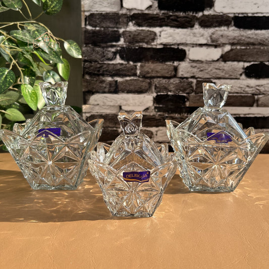 Delisoga® Crystal Candy Dish Set of 3 Elegant Candy Jars for Sweets & Treats - Heaven of homes - Sale Pakistan