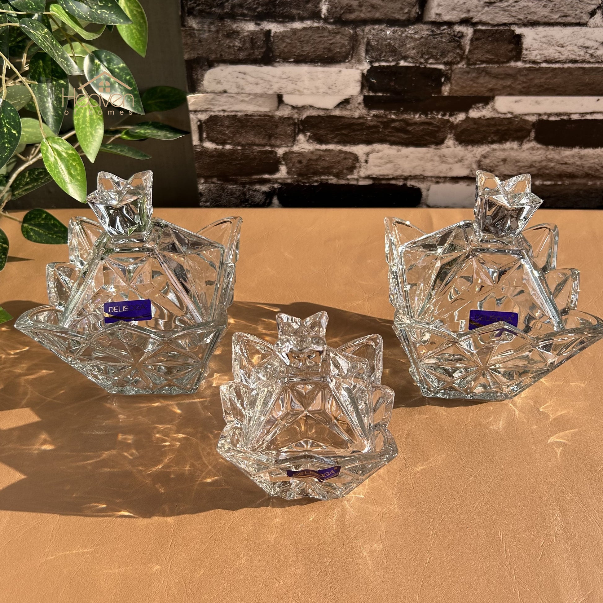 Delisoga® Crystal Candy Dish Set of 3 Elegant Candy Jars for Sweets & Treats - Heaven of homes - Sale Pakistan
