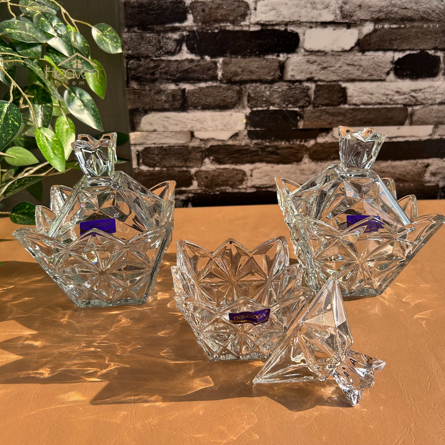Delisoga® Crystal Candy Dish Set of 3 Elegant Candy Jars for Sweets & Treats - Heaven of homes - Sale Pakistan