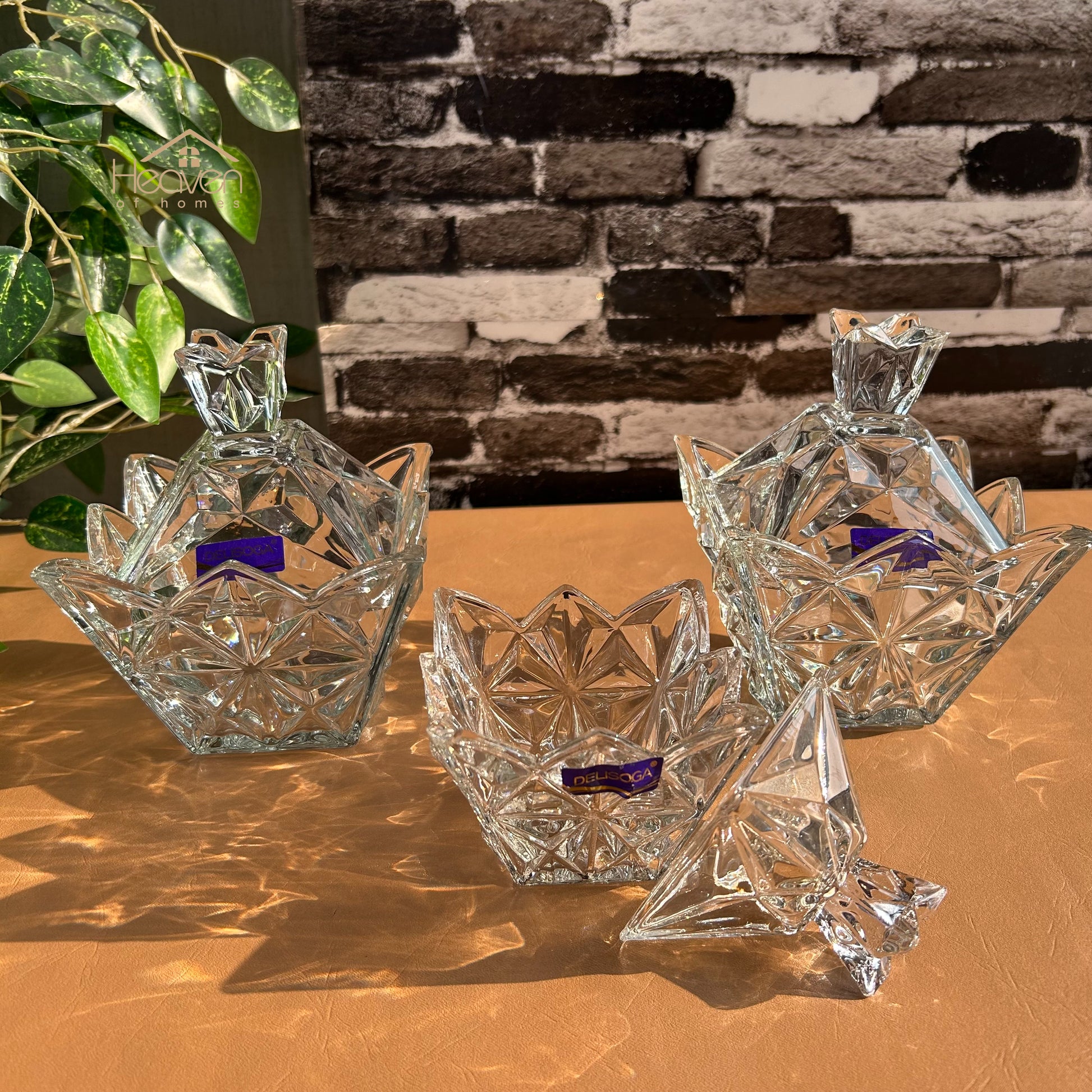 Delisoga® Crystal Candy Dish Set of 3 Elegant Candy Jars for Sweets & Treats - Heaven of homes - Sale Pakistan