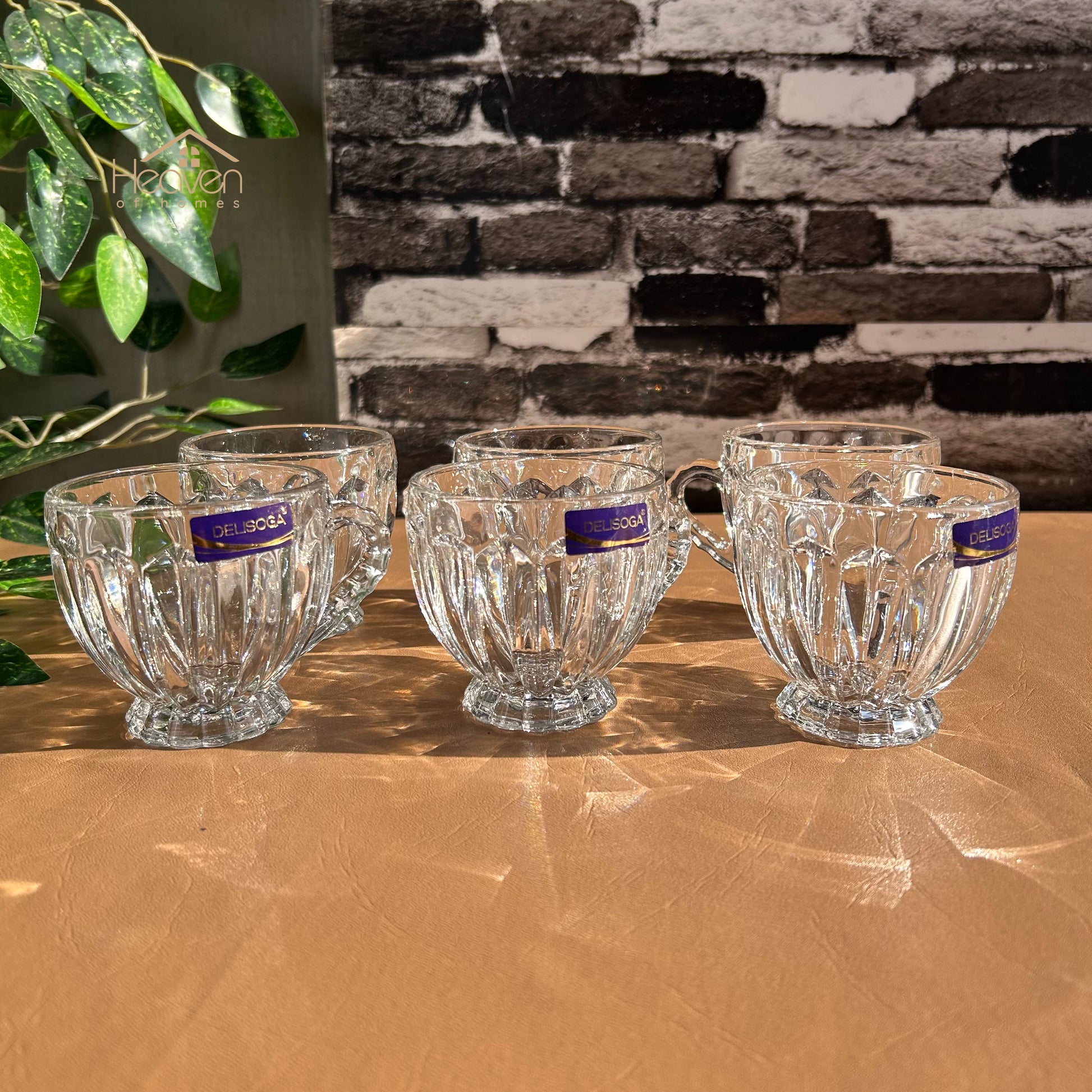 Delisoga® Set of 6 Transparent Clear Glass Coffee & Tea Mugs – 205 ml Elegant Cup - Heaven of homes - Sale Pakistan