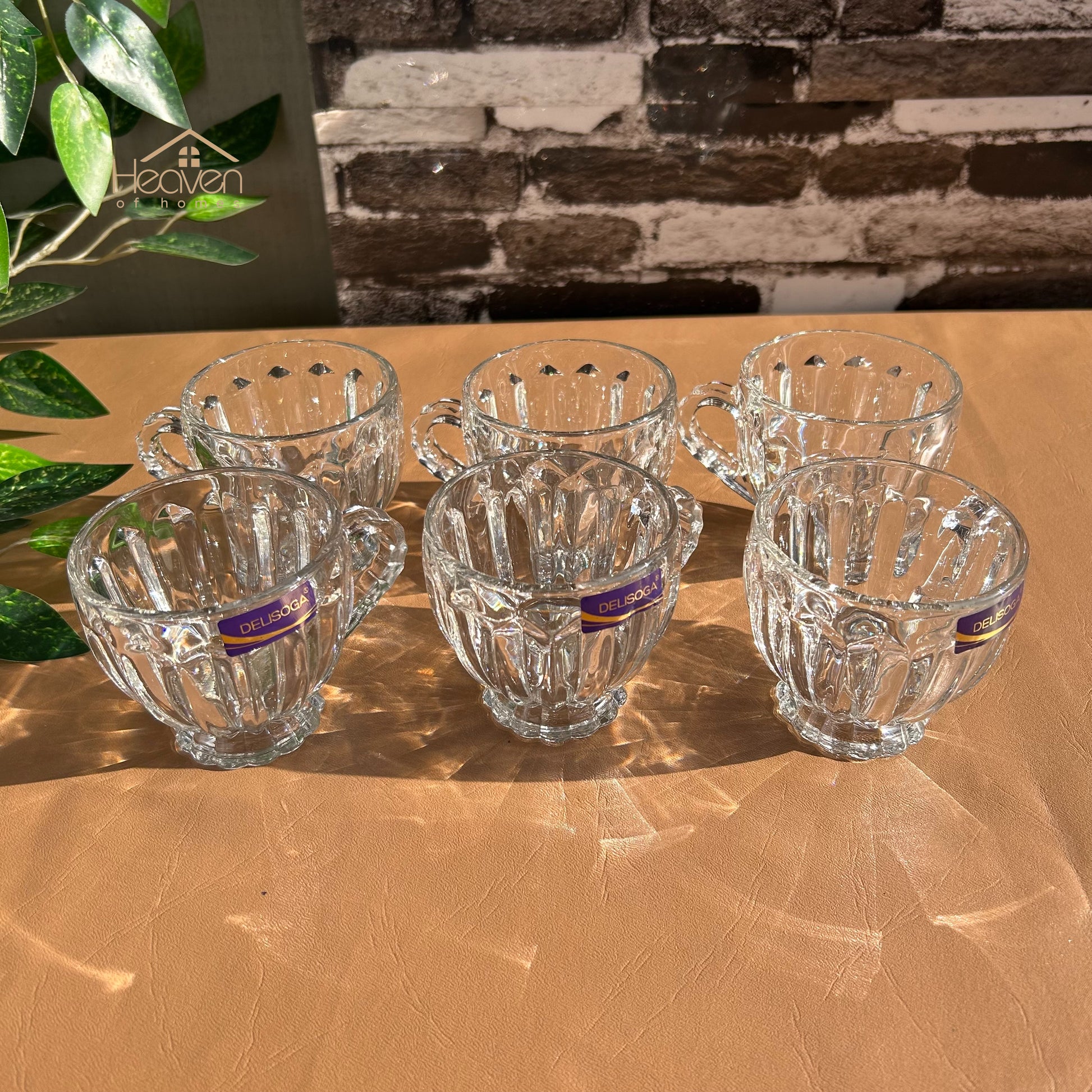 Delisoga® Set of 6 Transparent Clear Glass Coffee & Tea Mugs – 205 ml Elegant Cup - Heaven of homes - Sale Pakistan