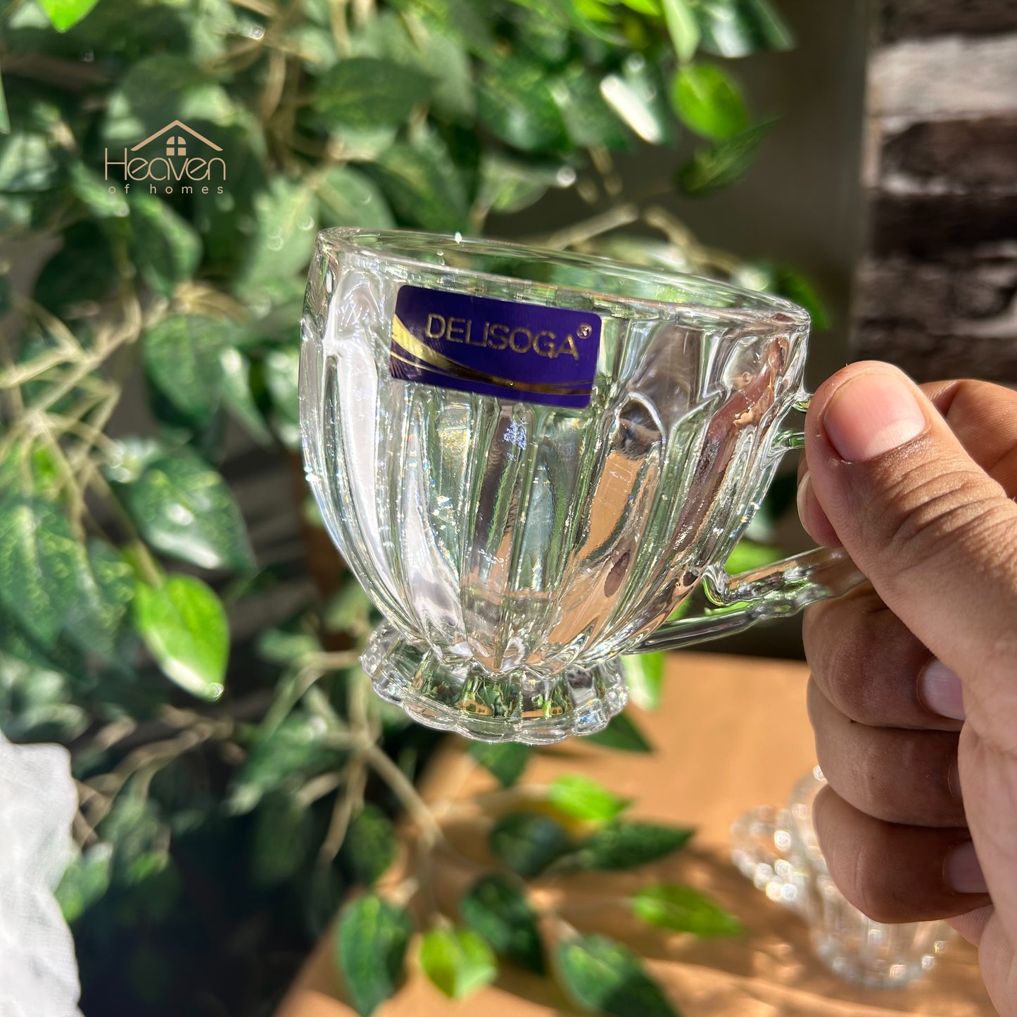 Delisoga® Set of 6 Transparent Clear Glass Coffee & Tea Mugs – 205 ml Elegant Cup - Heaven of homes - Sale Pakistan